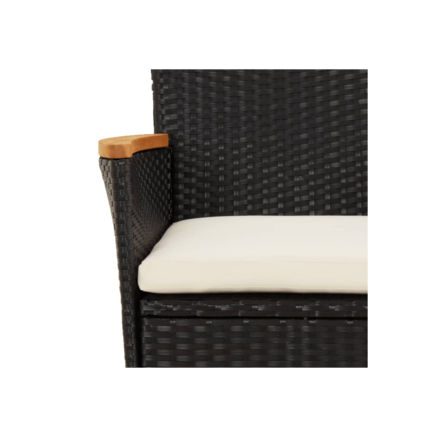 vidaXL 3 Piece Garden Bistro Set with Cushions Black Poly Rattan