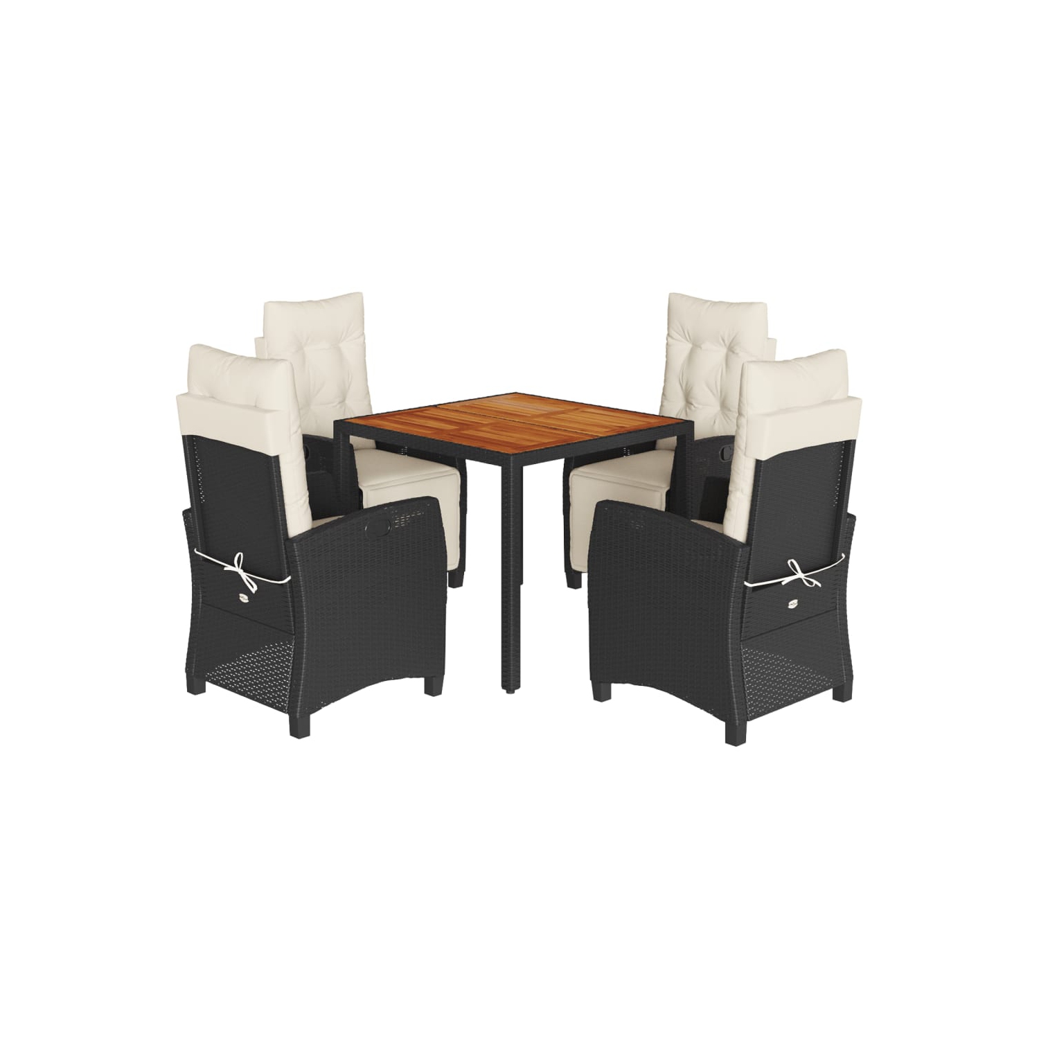 vidaXL 5 Piece Garden Dining Set with Cushions Black Poly Rattan