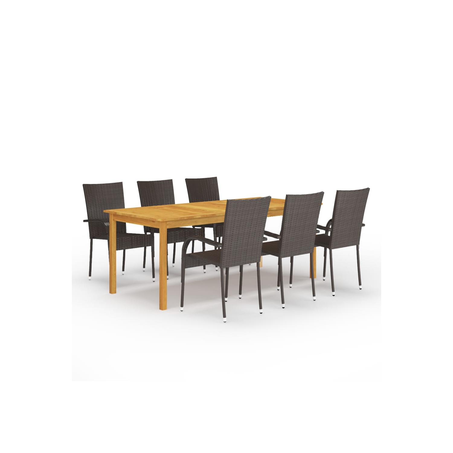 vidaXL 7 Piece Garden Dining Set Brown