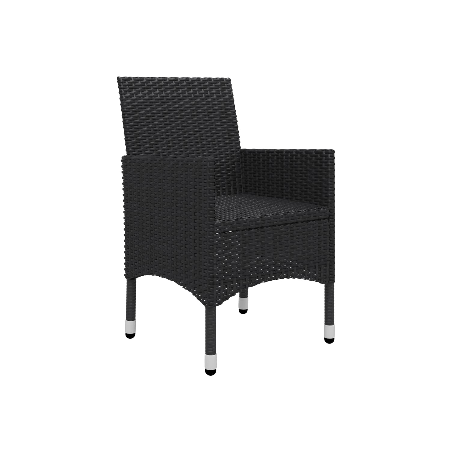 Ensemble bistro de 3 pièces en poly rotin et verre trempé noir