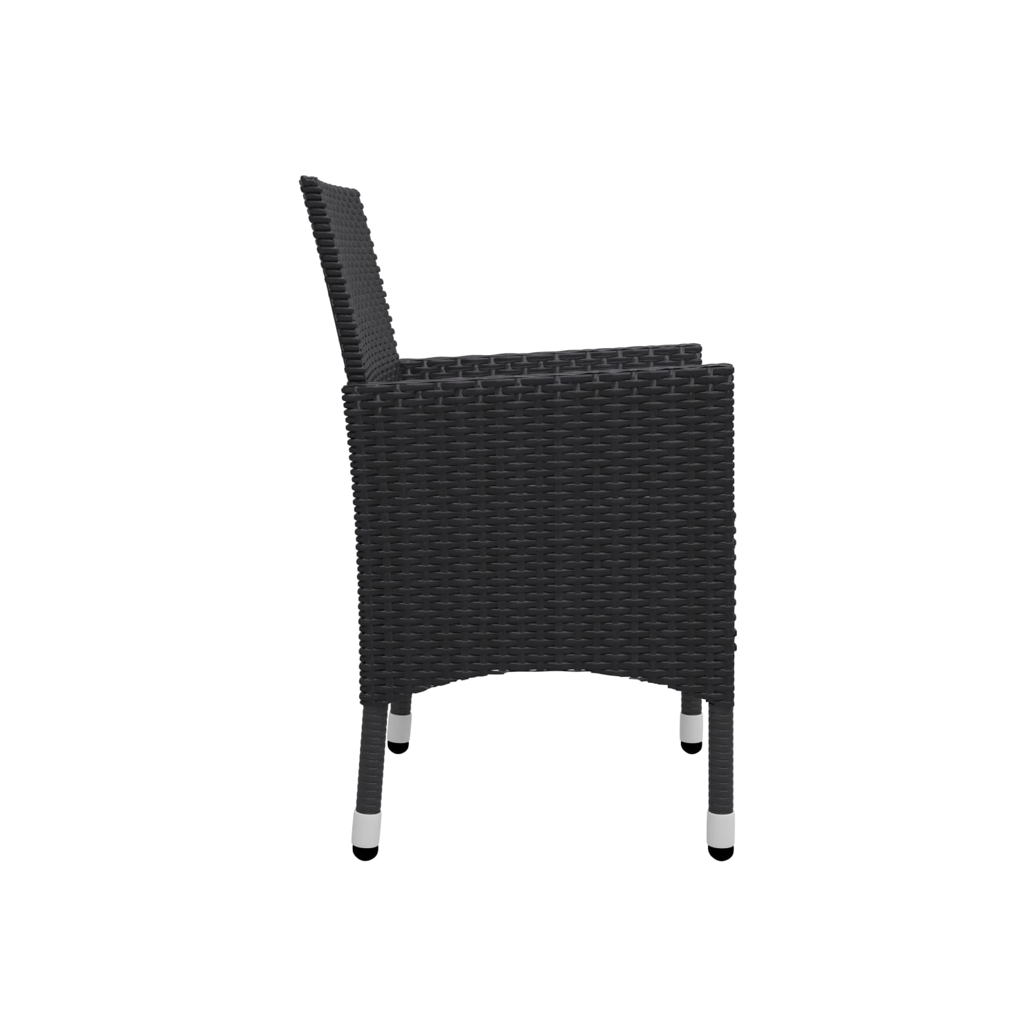 Ensemble bistro de 3 pièces en poly rotin et verre trempé noir