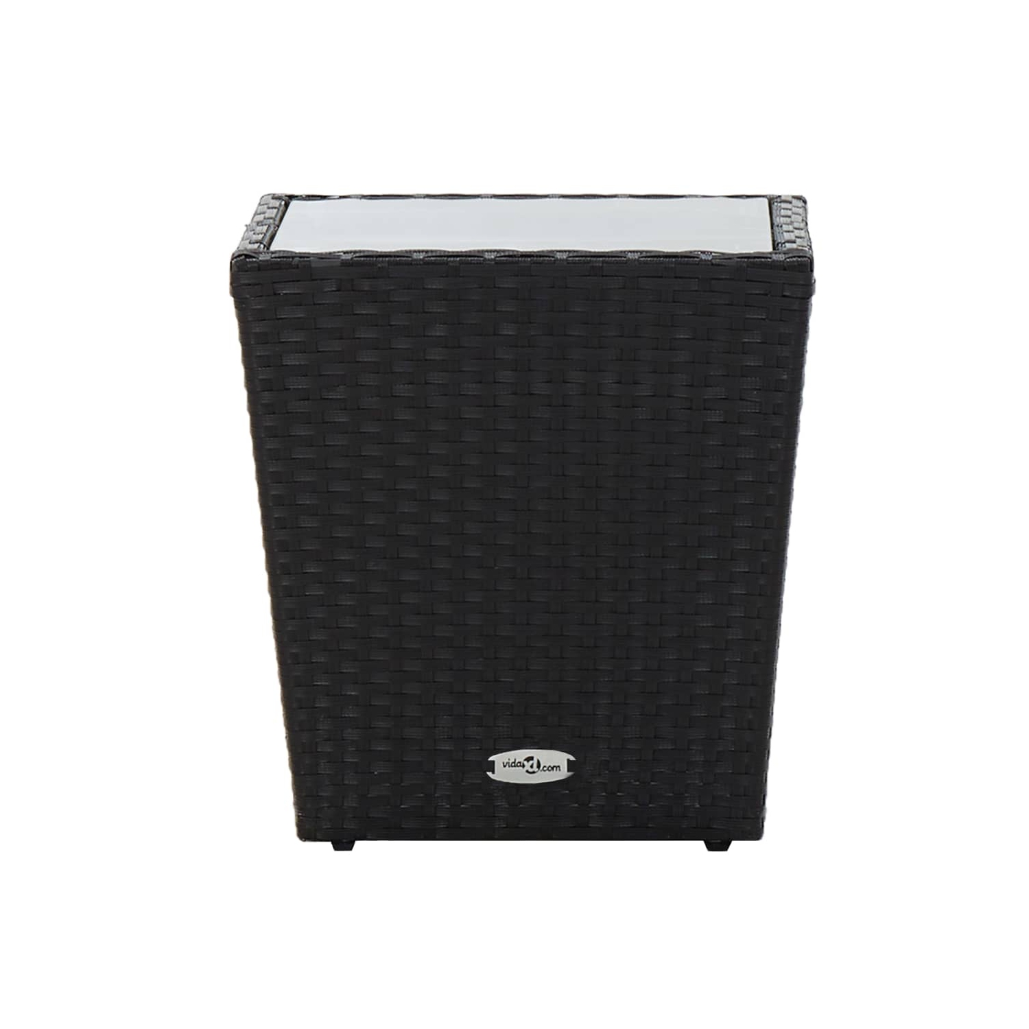 Ensemble bistro de 3 pièces en poly rotin et verre trempé noir