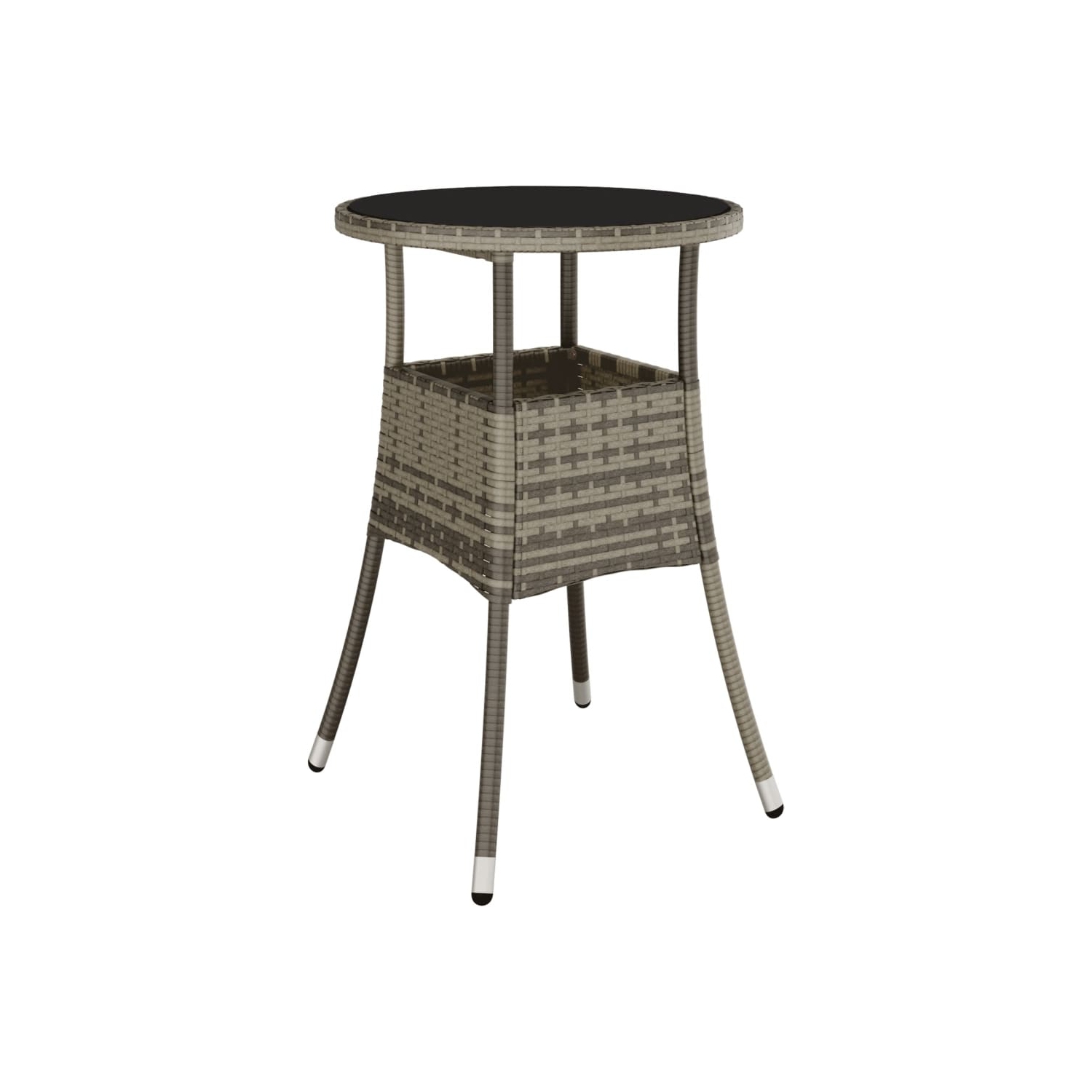 vidaXL 3 Piece Garden Bistro Set with Cushions Black Poly Rattan