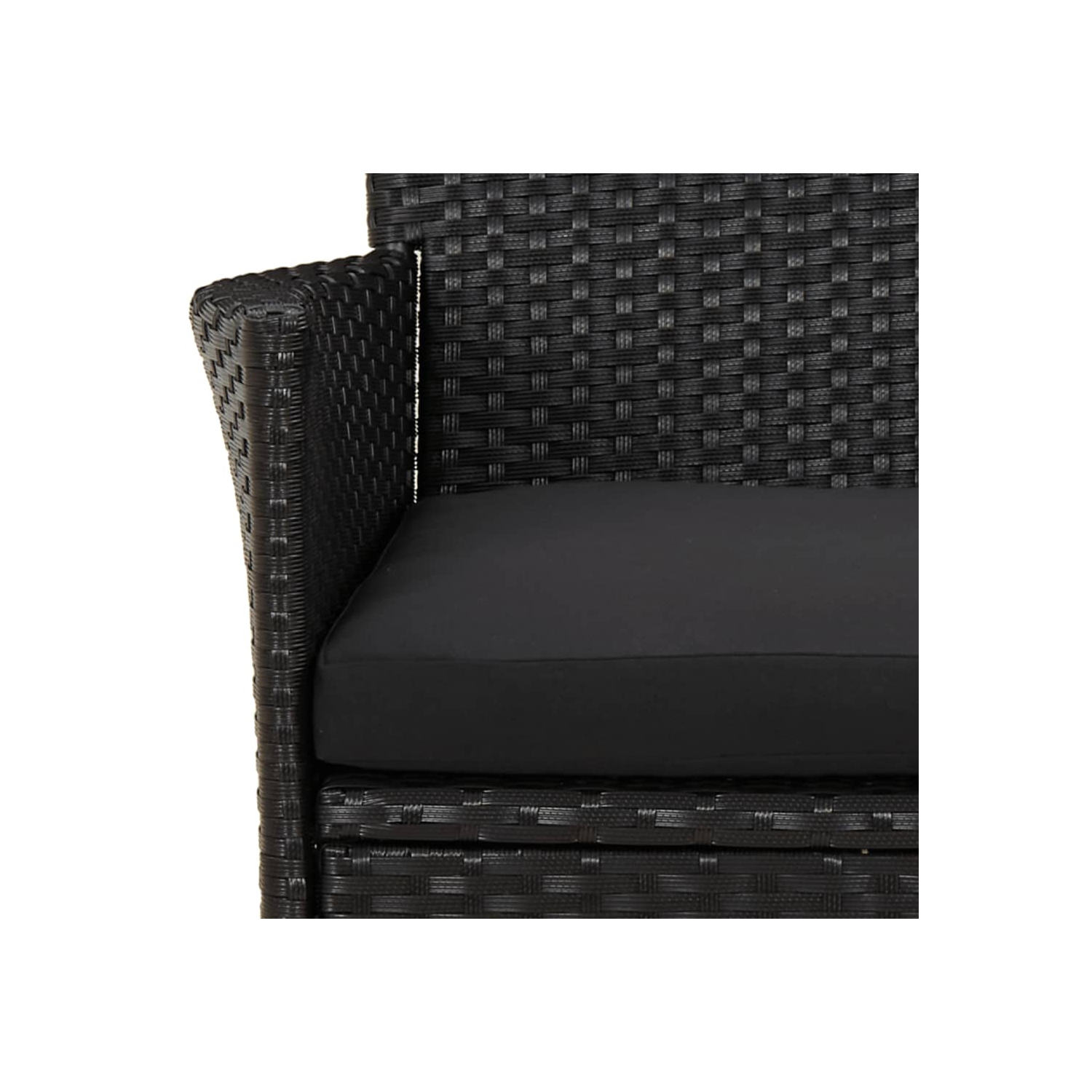 vidaXL 3 Piece Garden Bistro Set with Cushions Black Poly Rattan