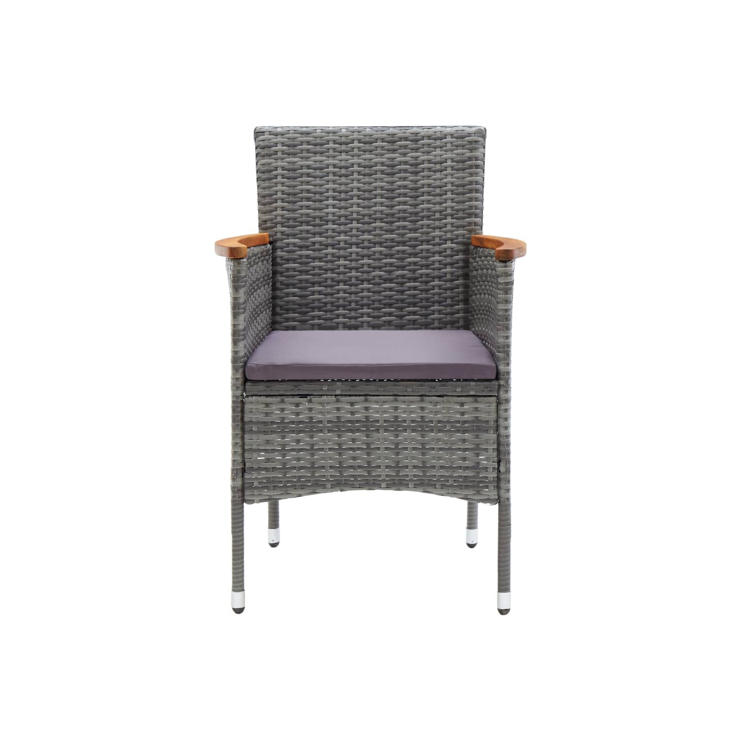 vidaXL 3 Piece Bistro Set Poly Rattan and Tempered Glass Grey