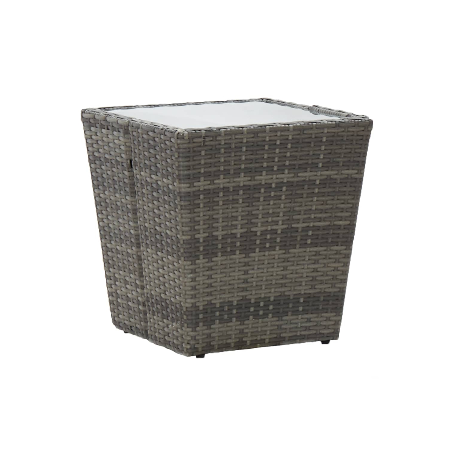 vidaXL 3 Piece Bistro Set Poly Rattan and Tempered Glass Grey