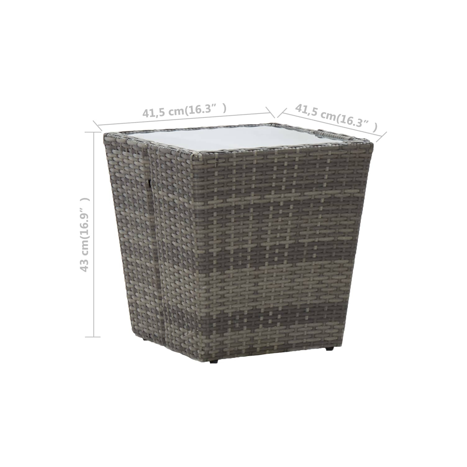 vidaXL 3 Piece Bistro Set Poly Rattan and Tempered Glass Grey