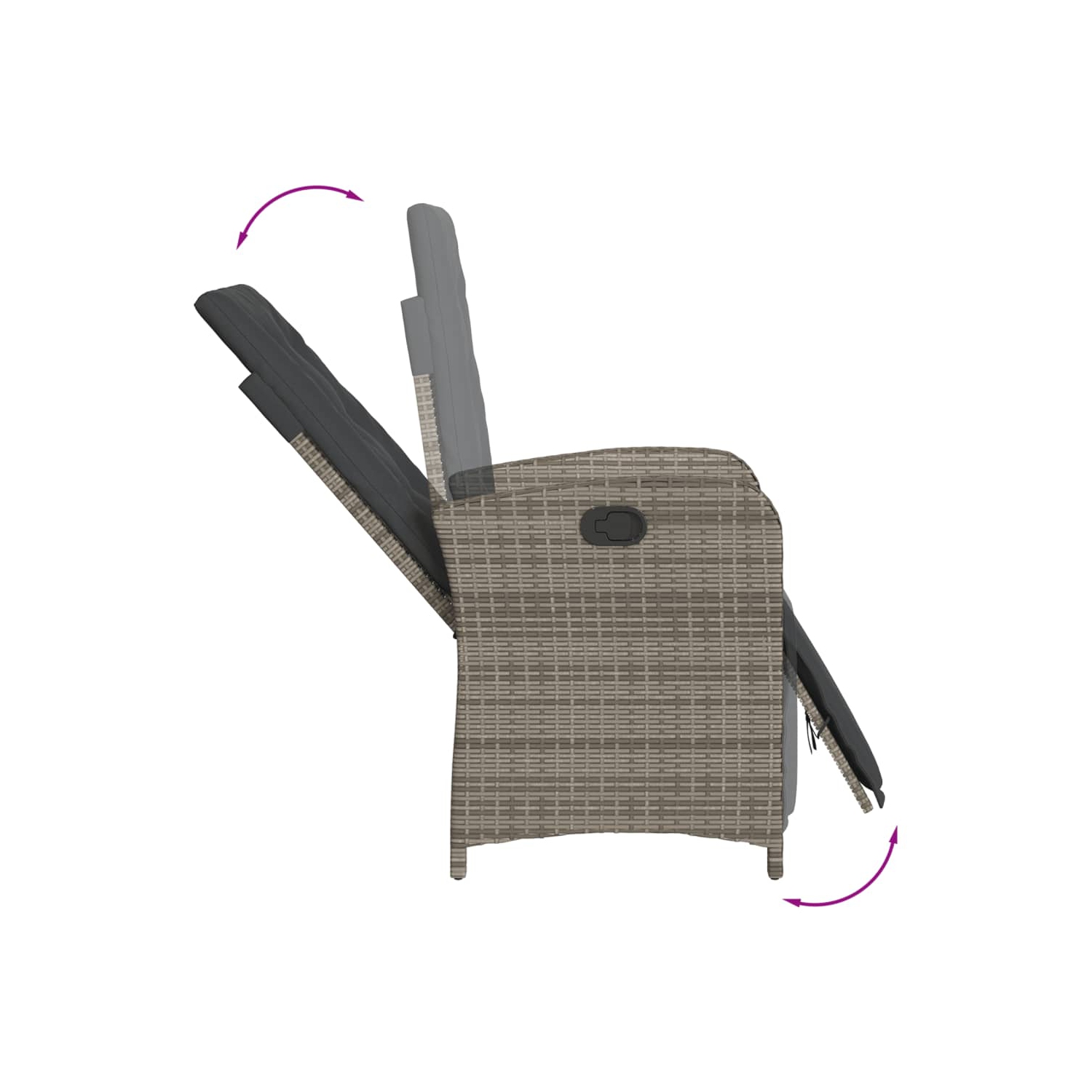 Ensemble bistro de 3 pièces avec coussins en rotin de polyester gris vidaXL