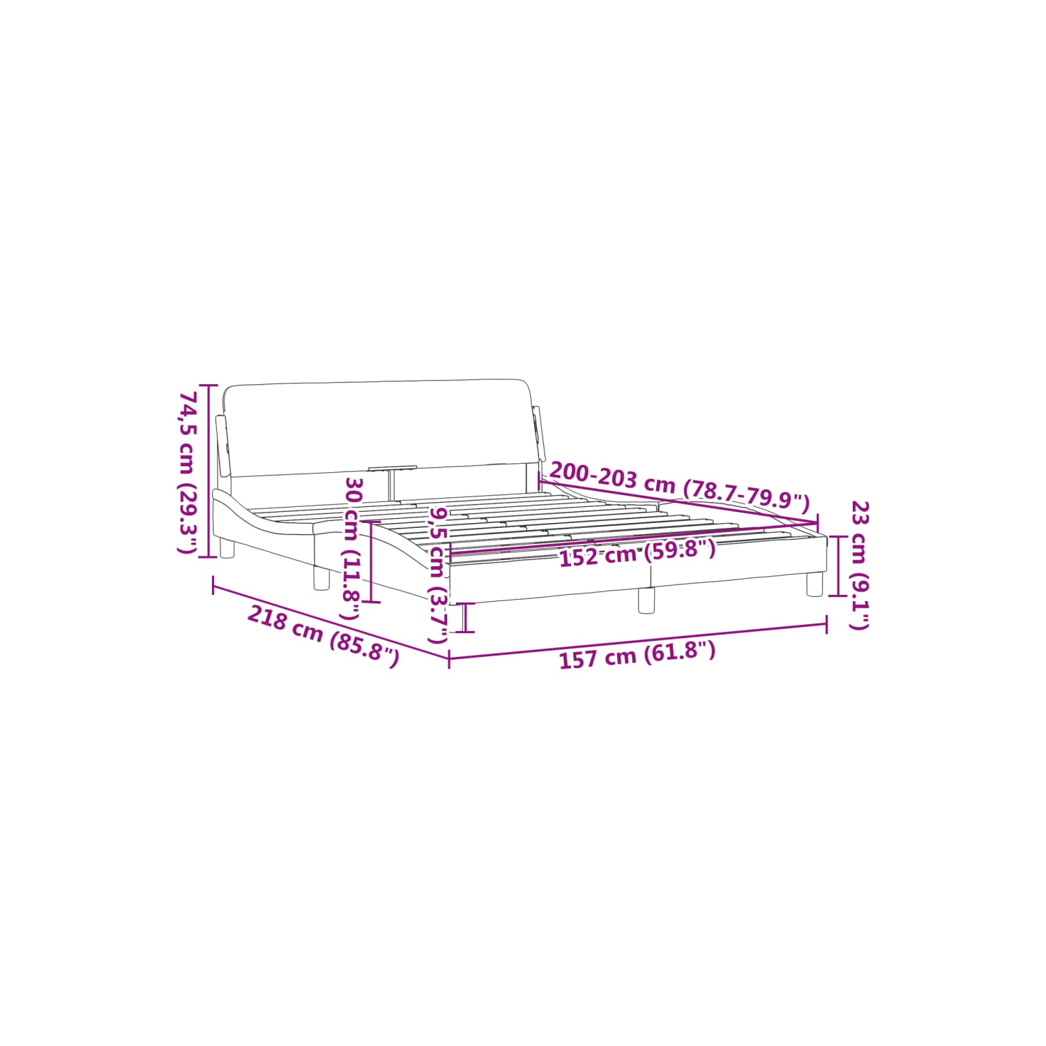 vidaXL Bed Frame "Dover" Black and White 152x203 cm Faux Leather