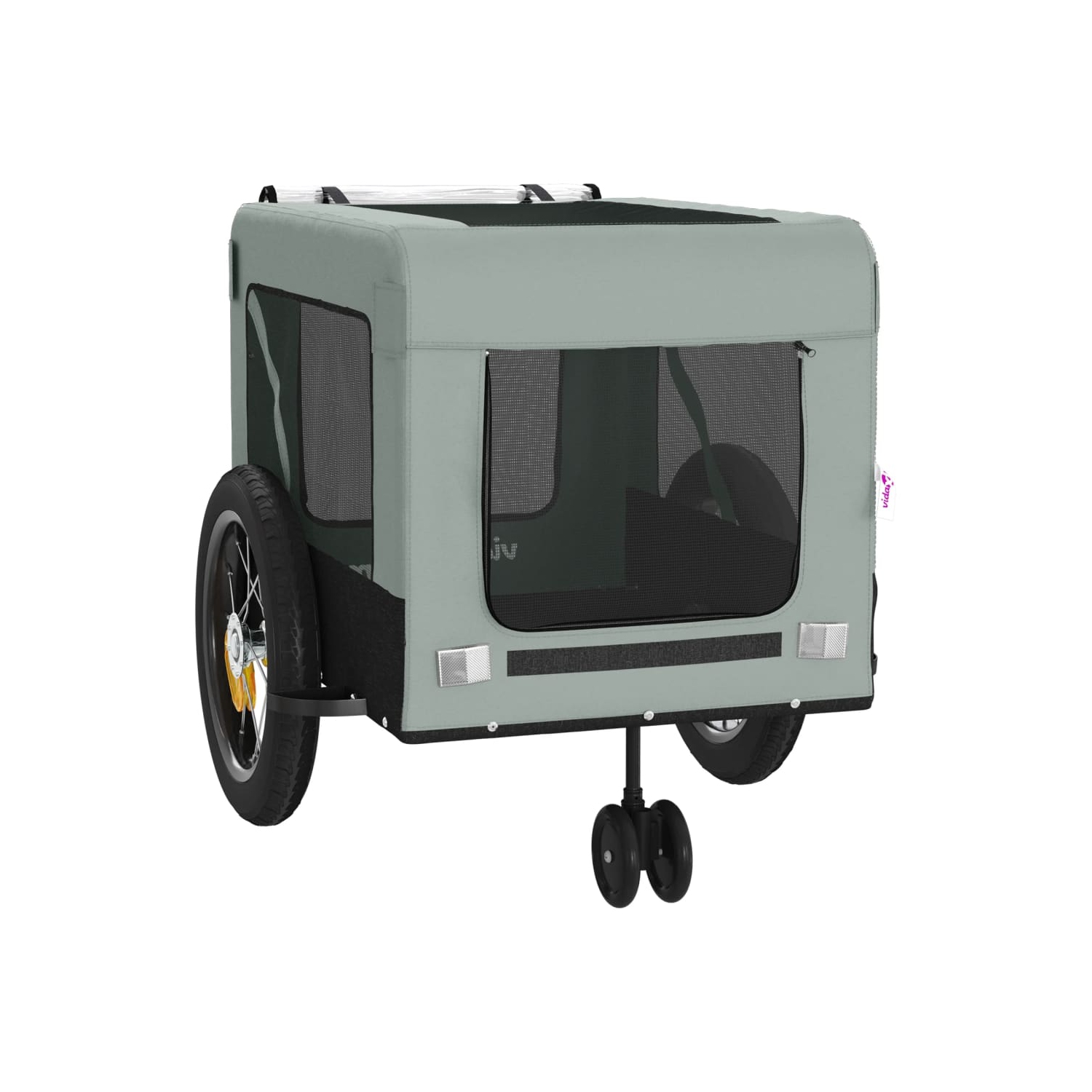 vidaXL Pet Bike Trailer Grey and Black Oxford Fabric and Iron