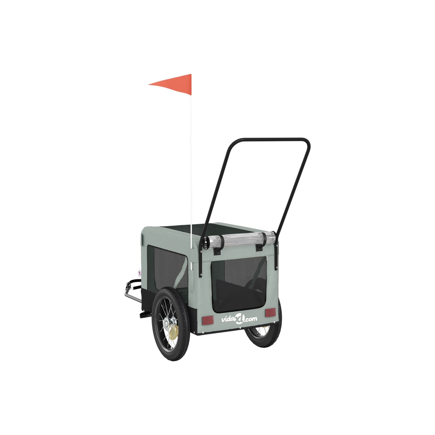 vidaXL Pet Bike Trailer Grey and Black Oxford Fabric and Iron