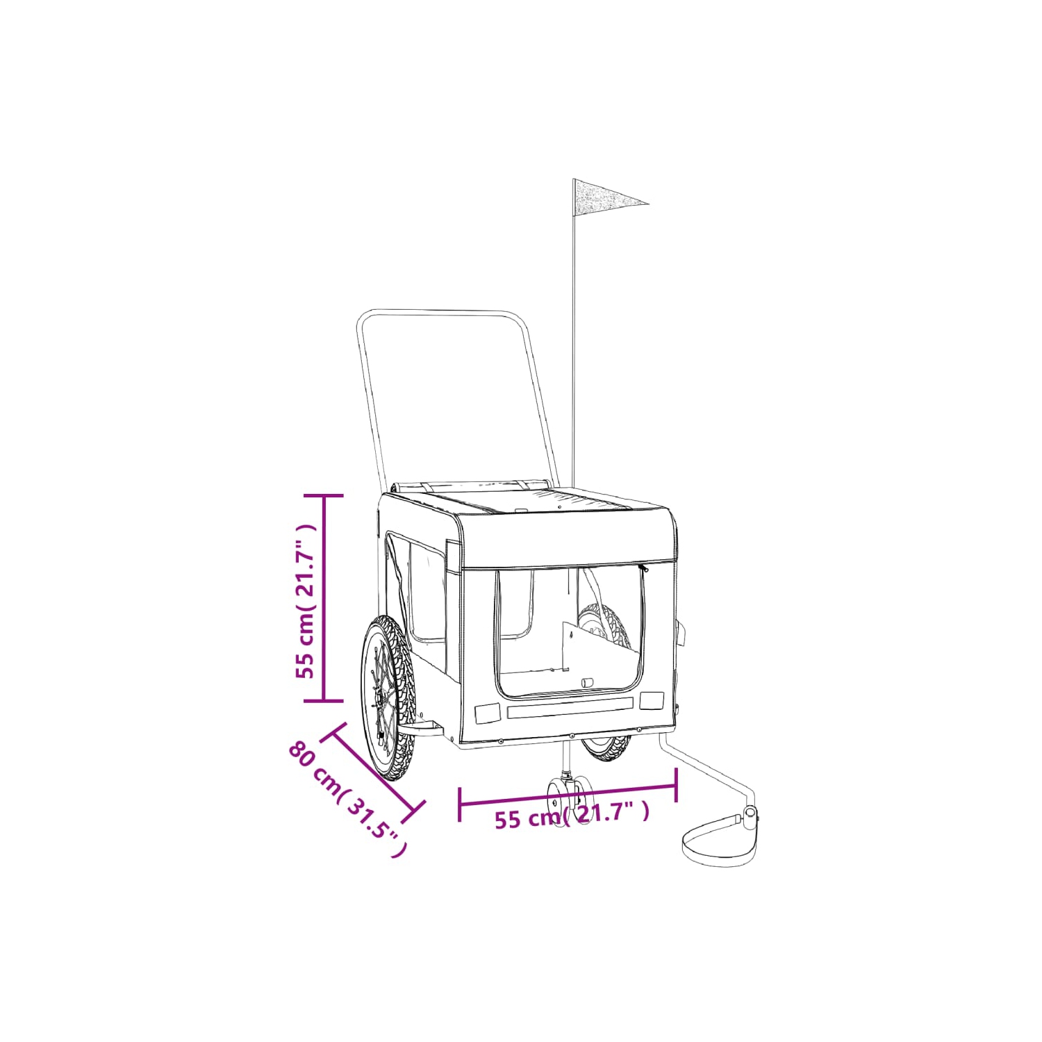 vidaXL Pet Bike Trailer Grey and Black Oxford Fabric and Iron