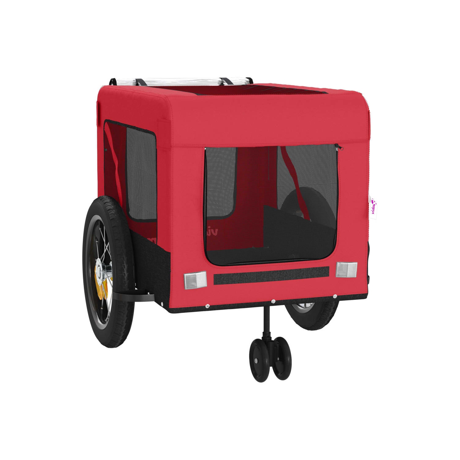 vidaXL Pet Bike Trailer Red and Black Oxford Fabric and Iron