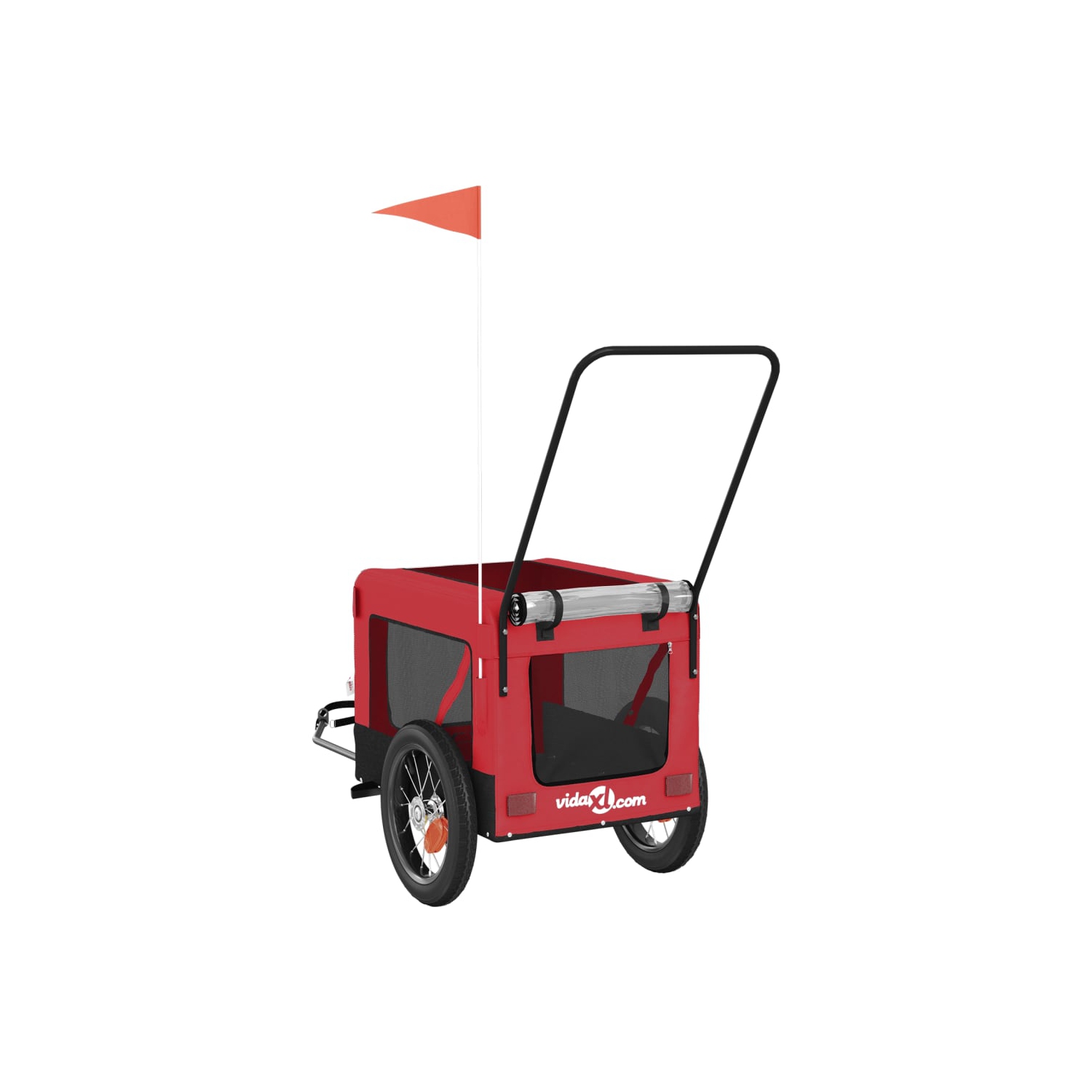 vidaXL Pet Bike Trailer Red and Black Oxford Fabric and Iron