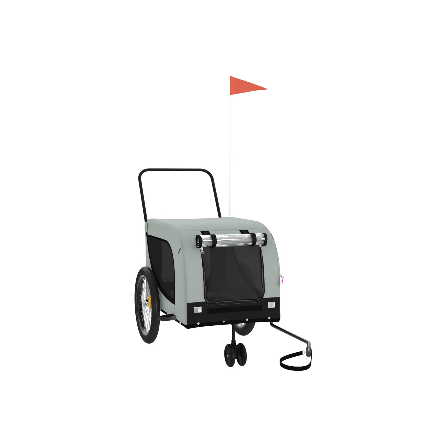 vidaXL Pet Bike Trailer Grey and Black Oxford Fabric and Iron