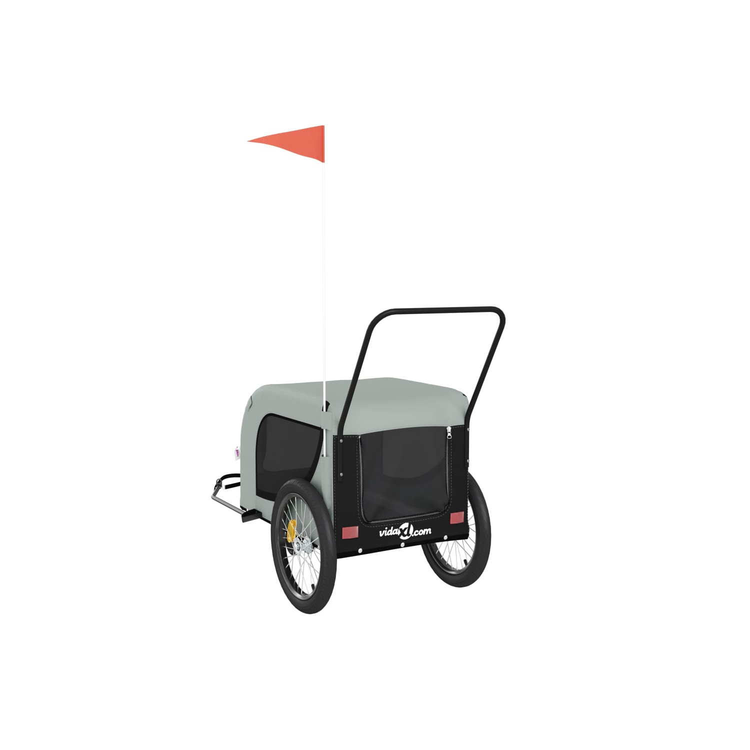 vidaXL Pet Bike Trailer Grey and Black Oxford Fabric and Iron