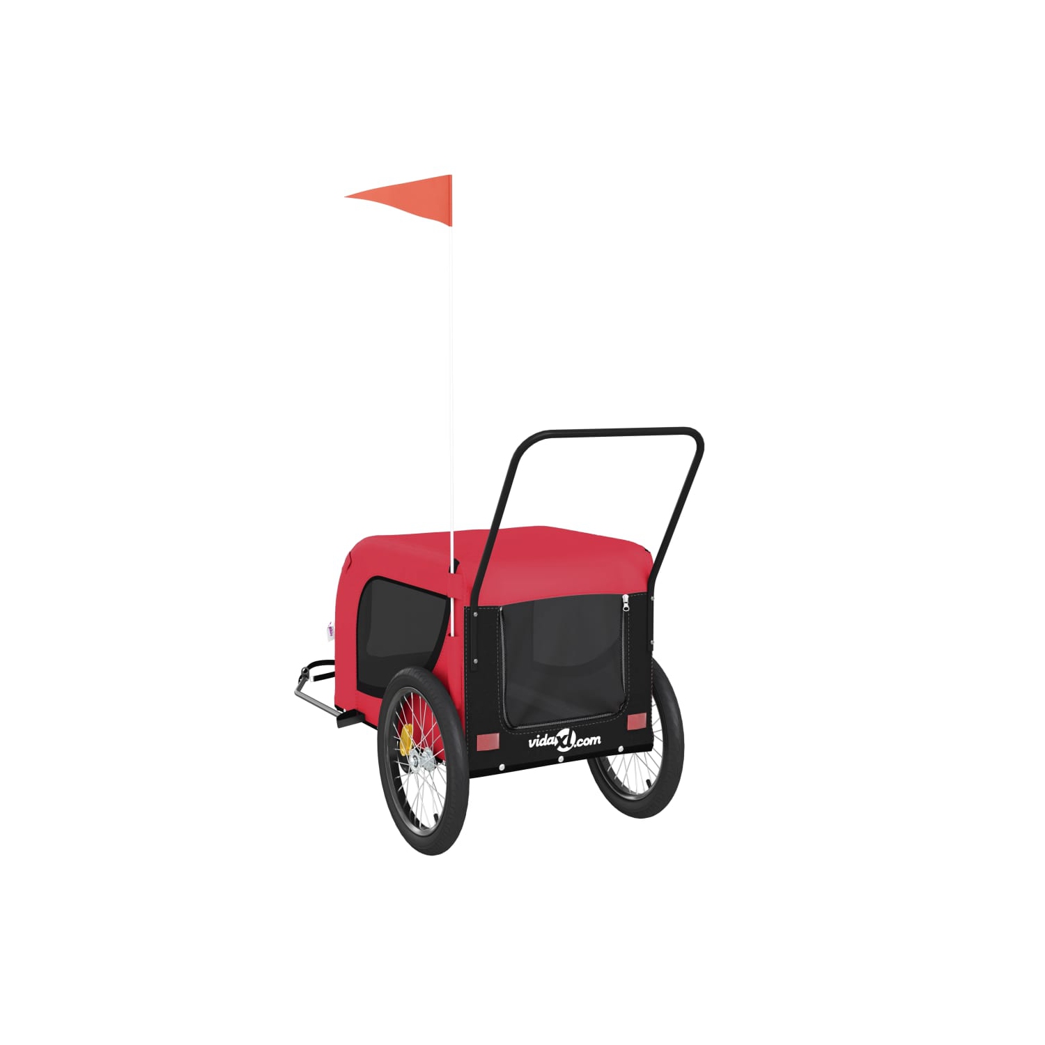 vidaXL Pet Bike Trailer Red and Black Oxford Fabric and Iron
