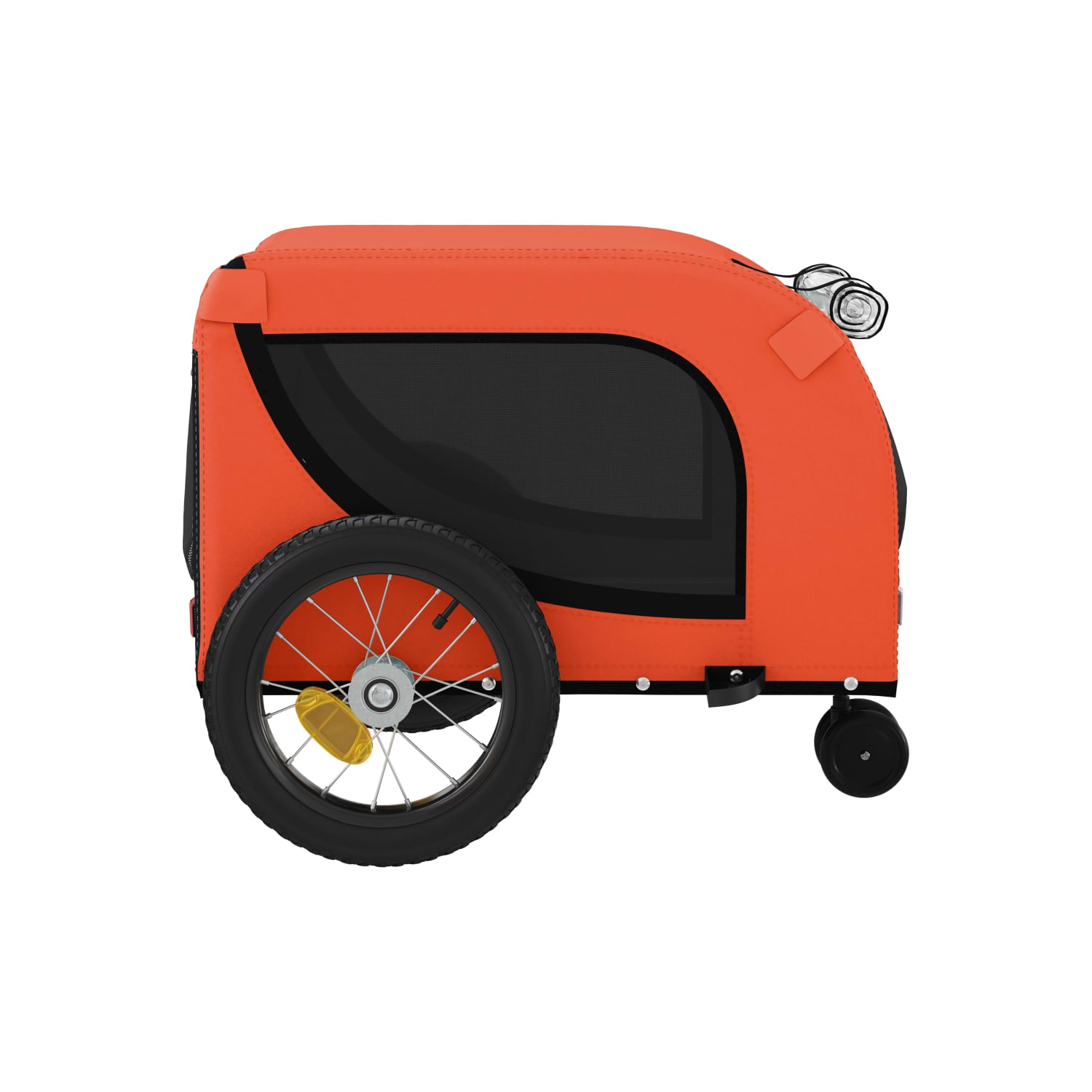 Remorque de vélo pour animal de compagnie en tissu et fer noir Oxford de vidaXL, orange et noir