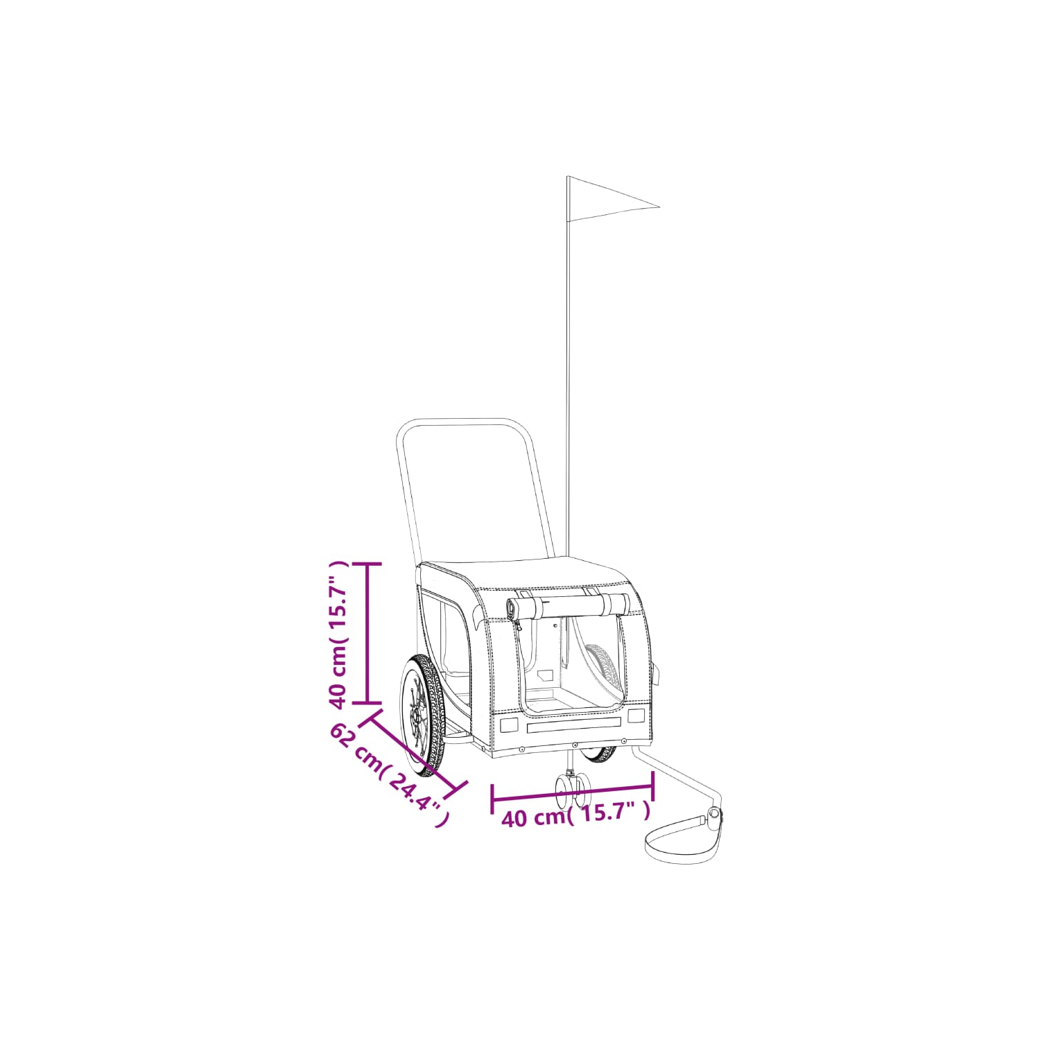 Remorque de vélo pour animal de compagnie en tissu et fer noir Oxford de vidaXL, orange et noir