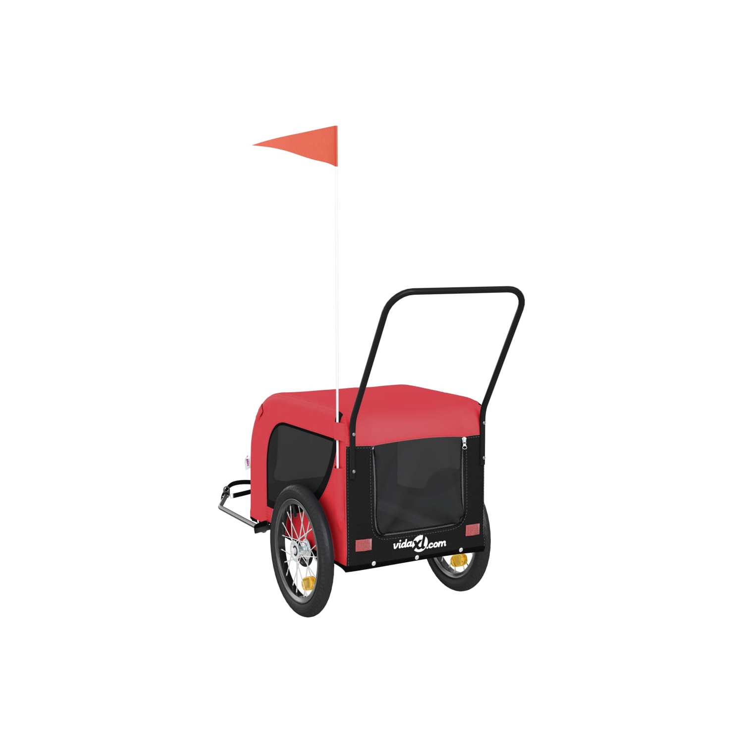 vidaXL Pet Bike Trailer Red and Black Oxford Fabric and Iron