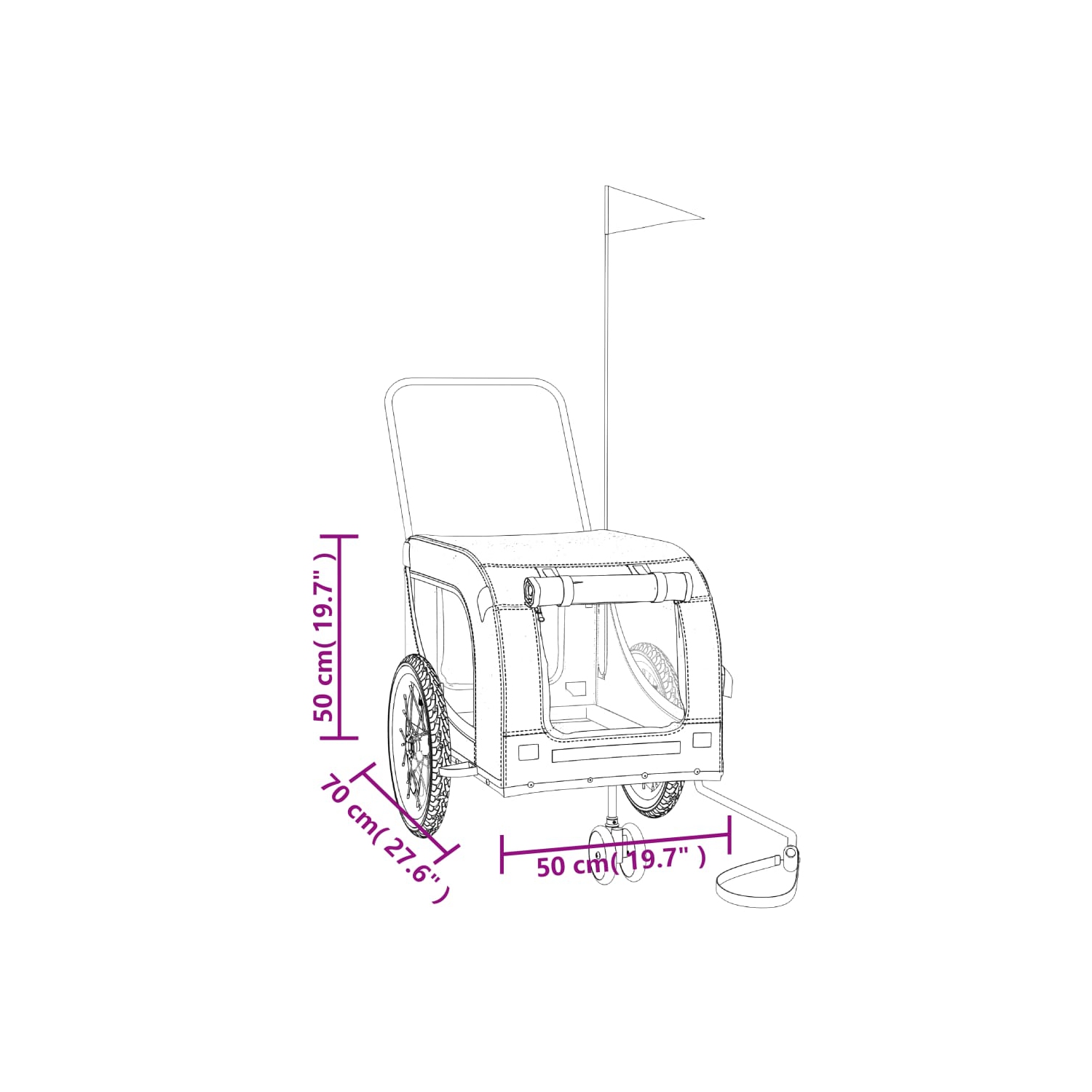 vidaXL Pet Bike Trailer Red and Black Oxford Fabric and Iron