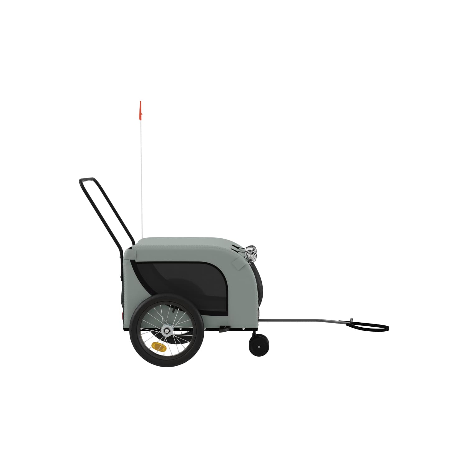 Remorque de vélo pour animaux de compagnie en tissu et fer gris et noir Oxford