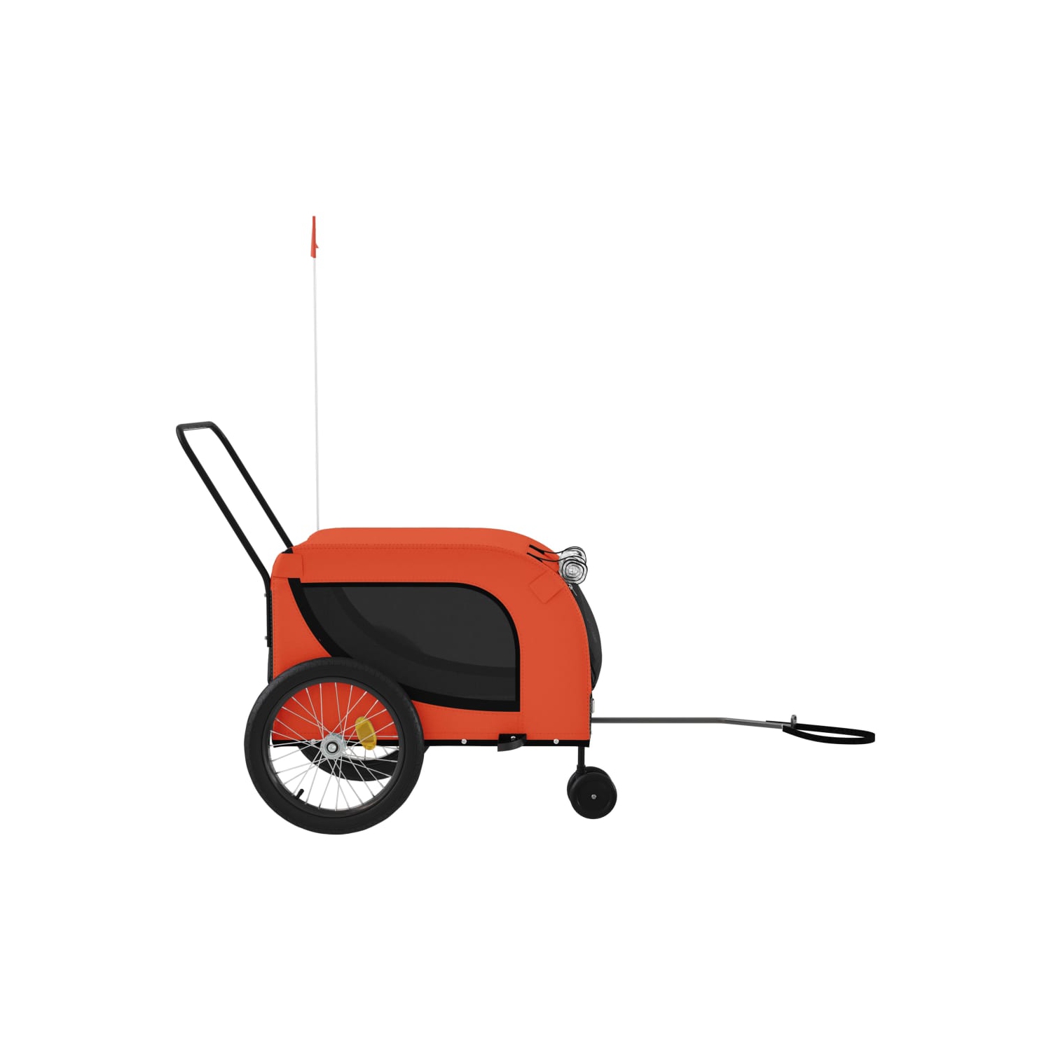 Remorque de vélo pour animal de compagnie en tissu et fer noir Oxford de vidaXL, orange et noir