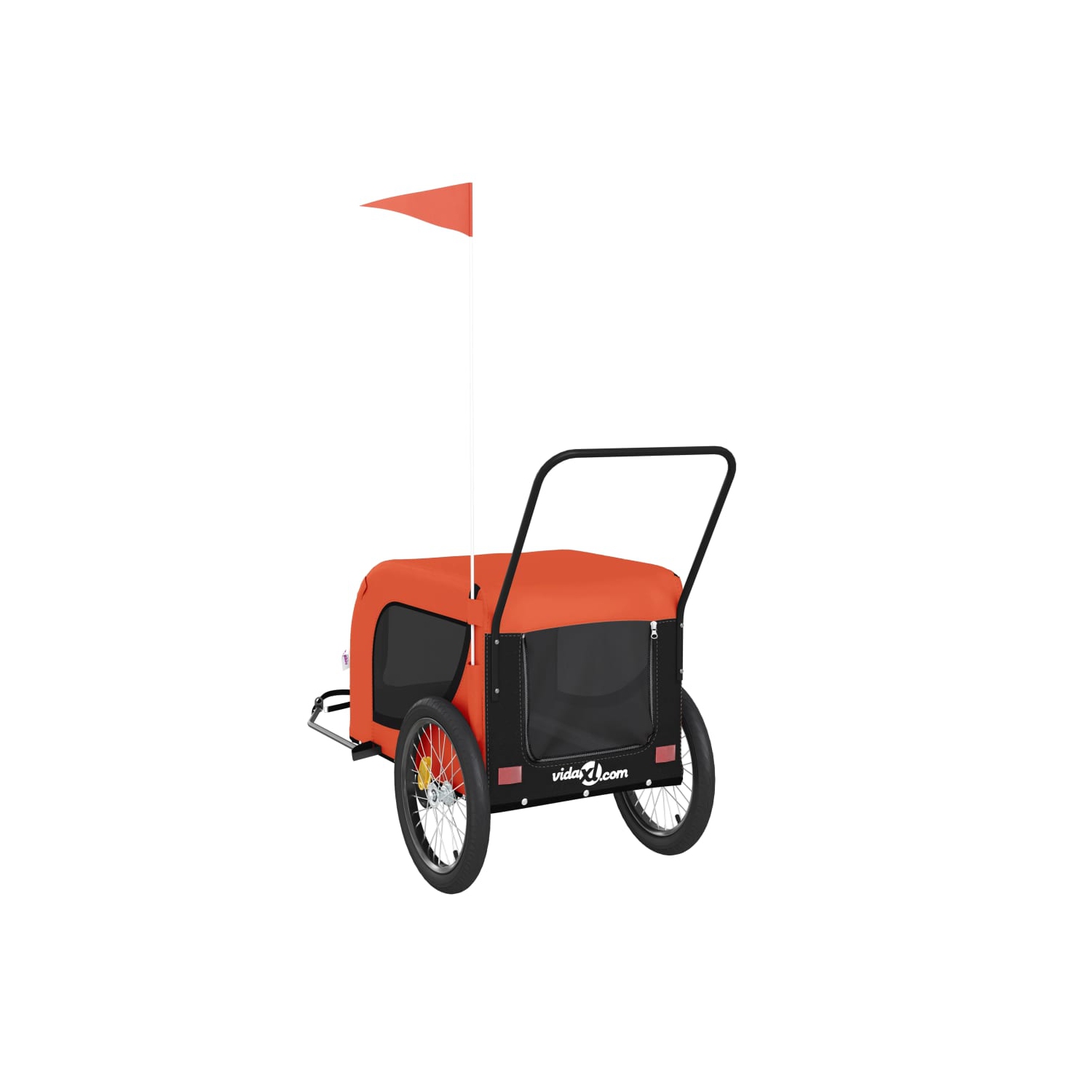 Remorque de vélo pour animal de compagnie en tissu et fer noir Oxford de vidaXL, orange et noir