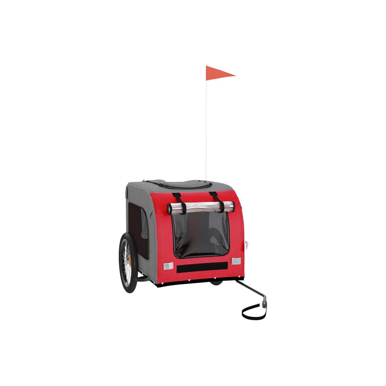 Remorque de vélo pour animaux de compagnie en tissu et fer rouge et gris Oxford