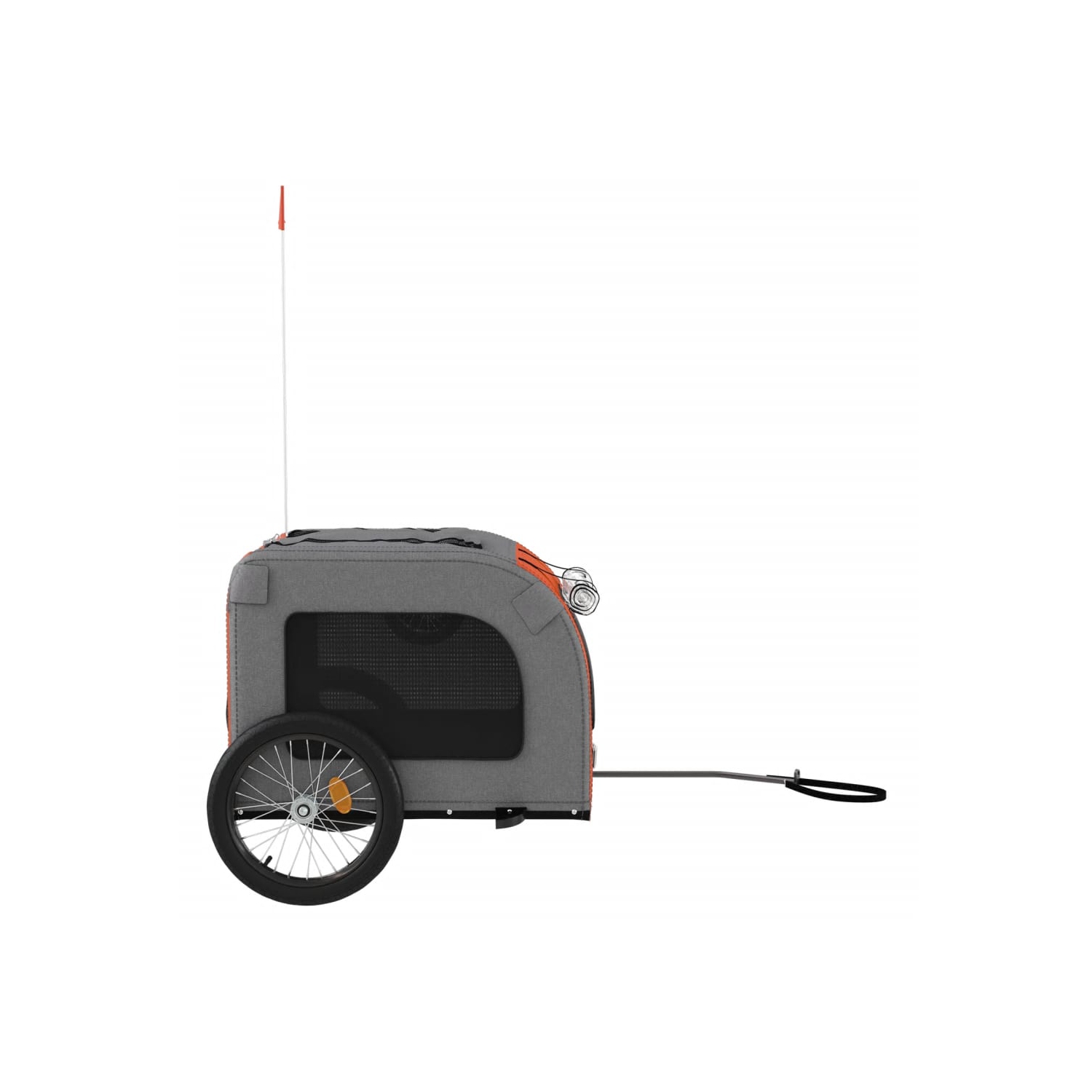 Remorque de vélo pour animaux de compagnie en tissu et fer rouge et gris Oxford