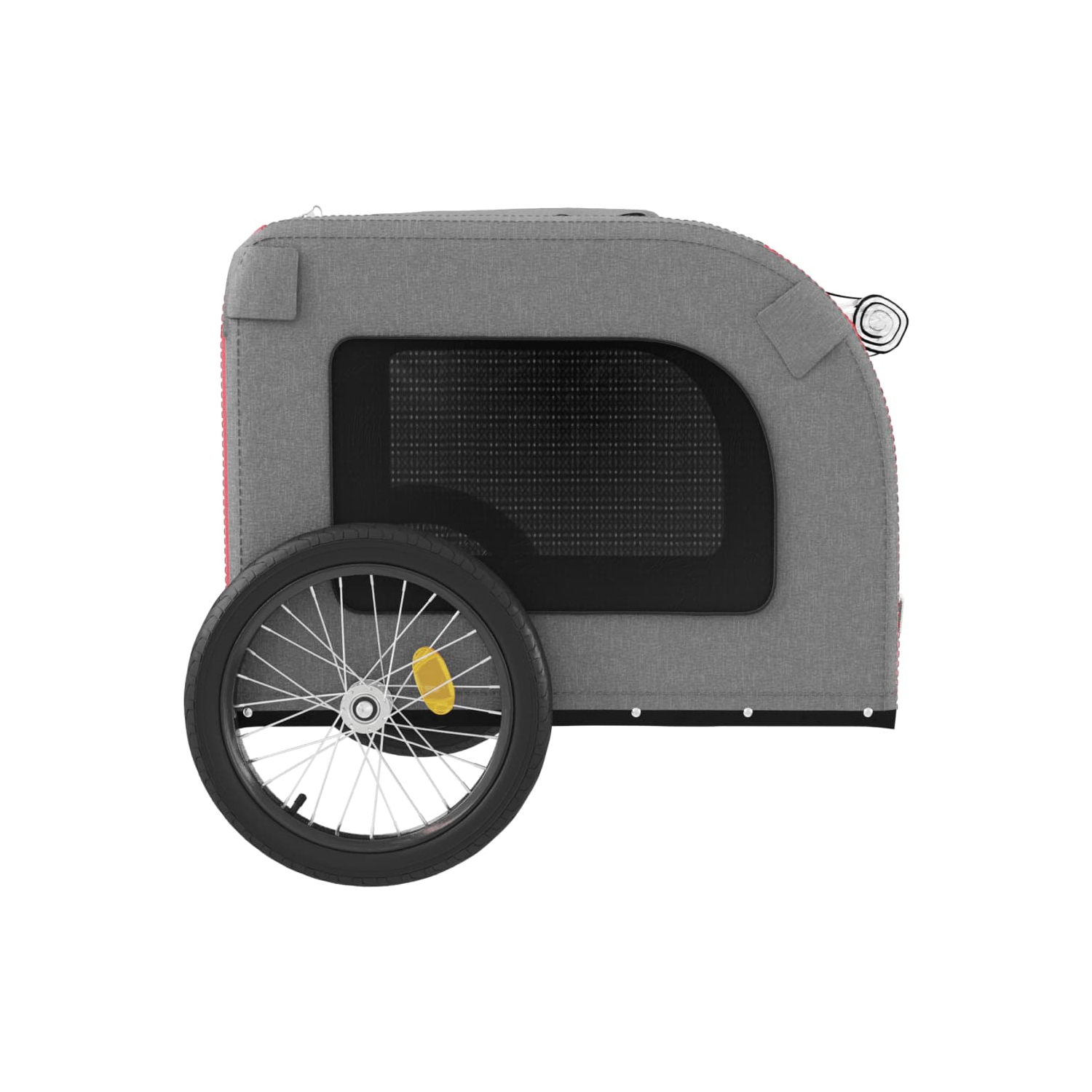 Remorque de vélo pour animaux de compagnie en tissu et fer rouge et gris Oxford