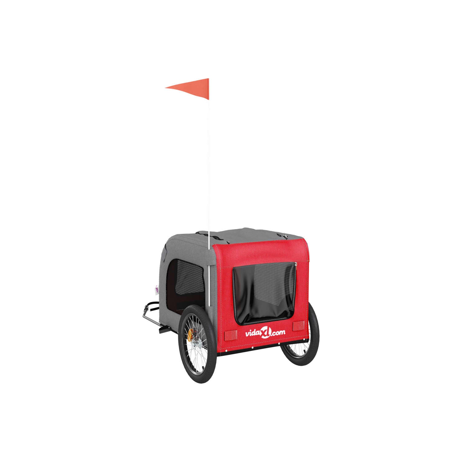 Remorque de vélo pour animaux de compagnie en tissu et fer rouge et gris Oxford