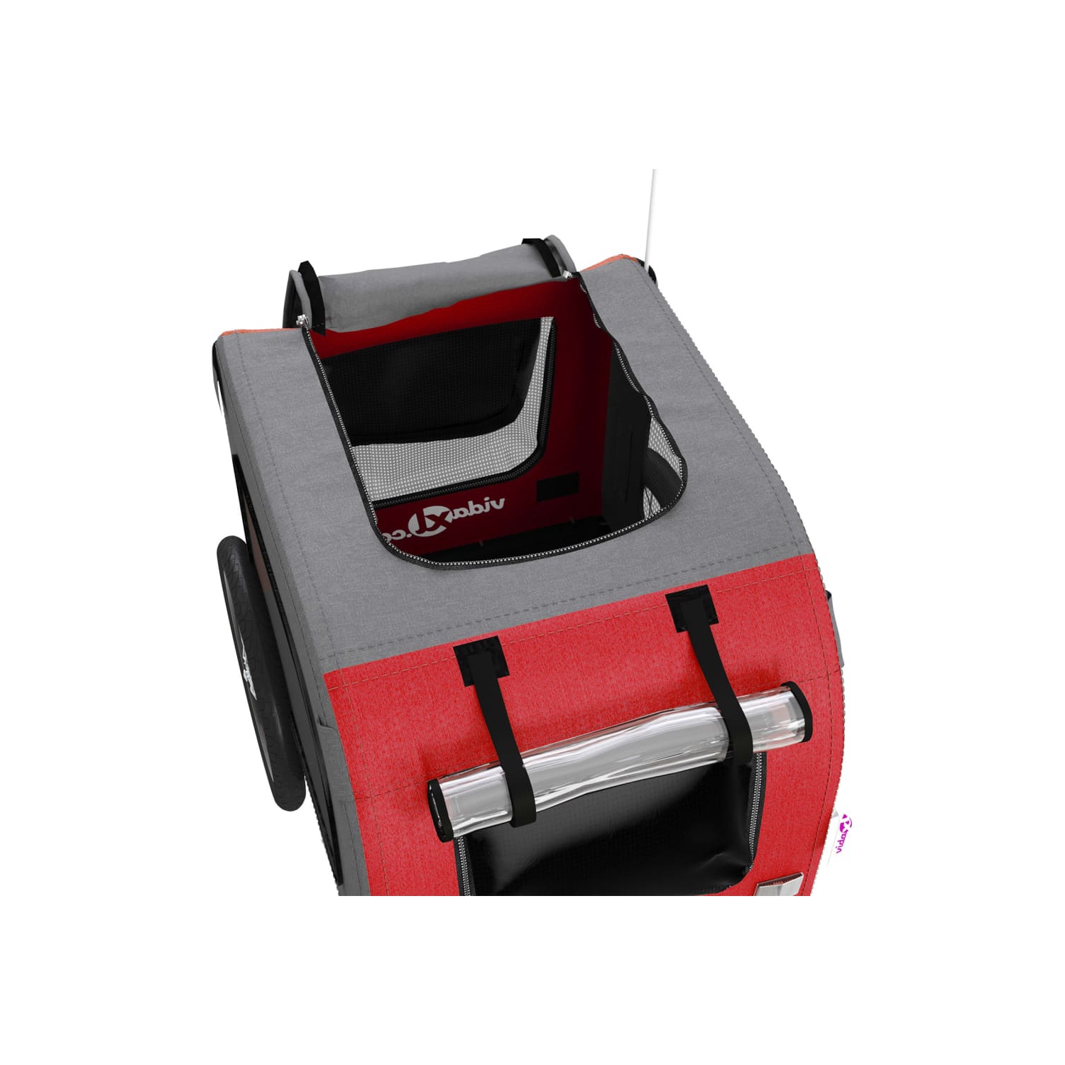 Remorque de vélo pour animaux de compagnie en tissu et fer rouge et gris Oxford