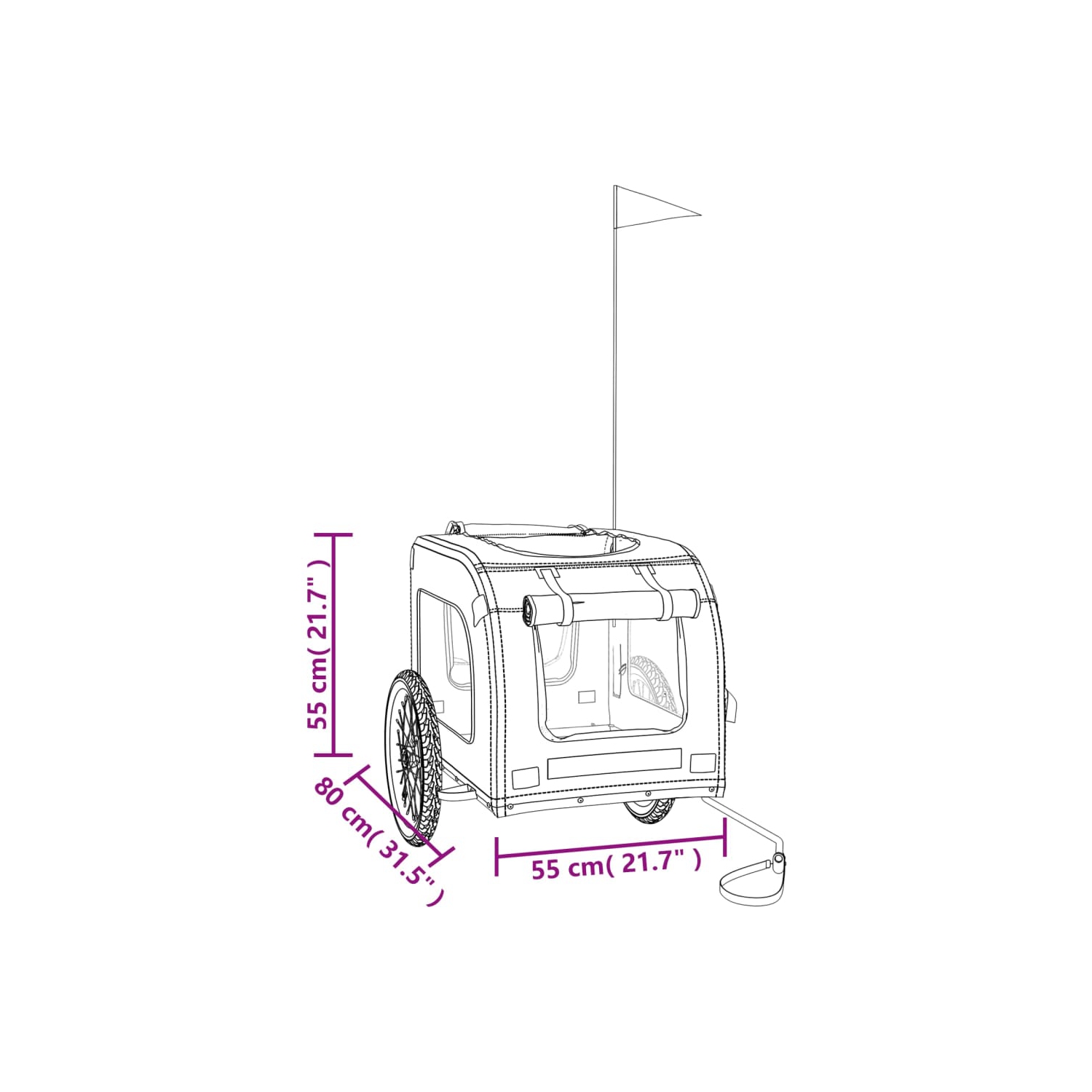 Remorque de vélo pour animaux de compagnie en tissu et fer rouge et gris Oxford