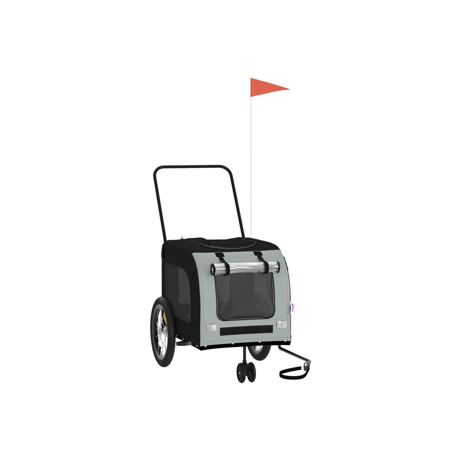 Remorque de vélo pour animal de compagnie en tissu et fer noir et gris Oxford