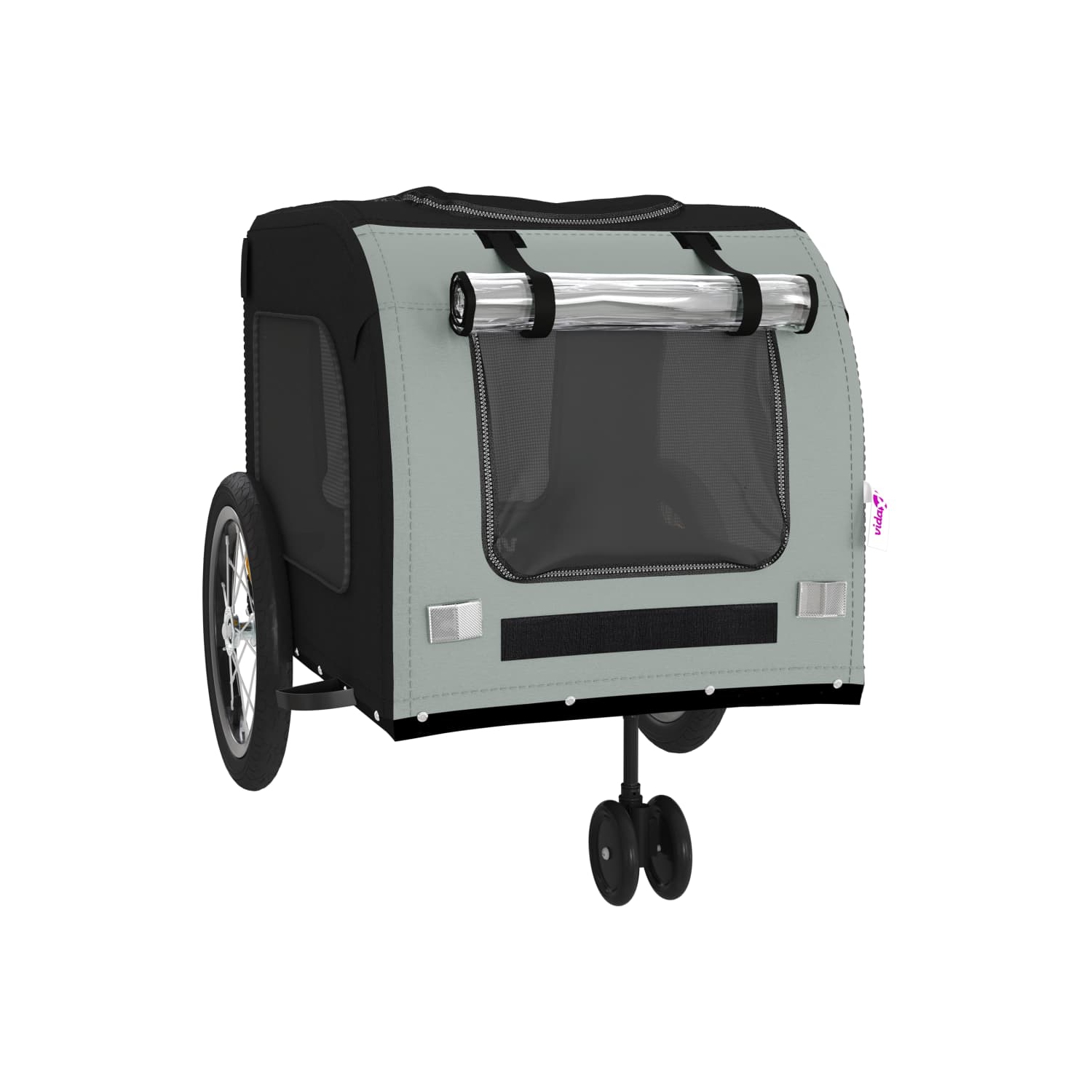 Remorque de vélo pour animal de compagnie en tissu et fer noir et gris Oxford