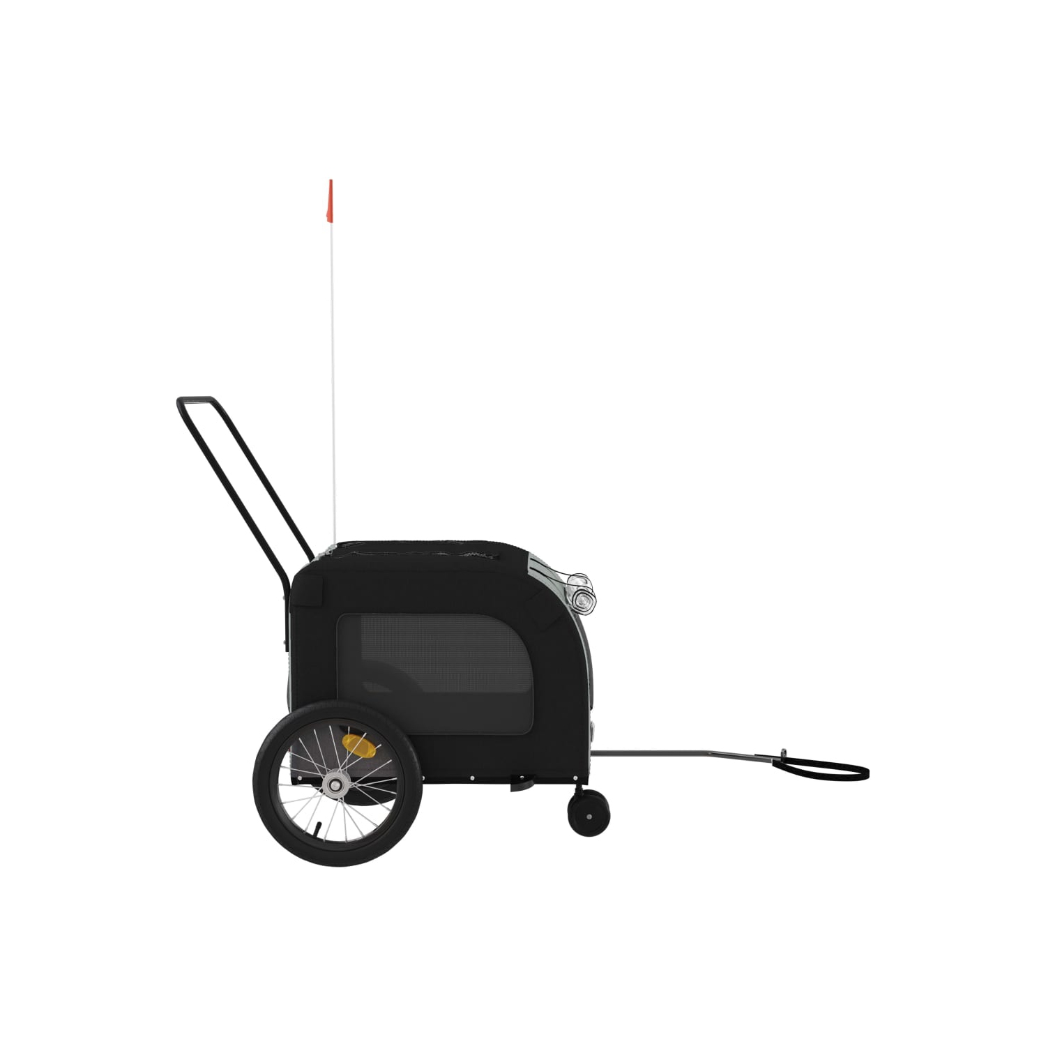 Remorque de vélo pour animal de compagnie en tissu et fer noir et gris Oxford