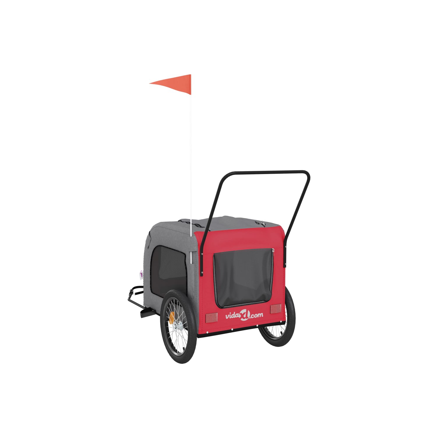 Remorque de vélo pour animaux de compagnie en tissu et fer rouge et gris Oxford