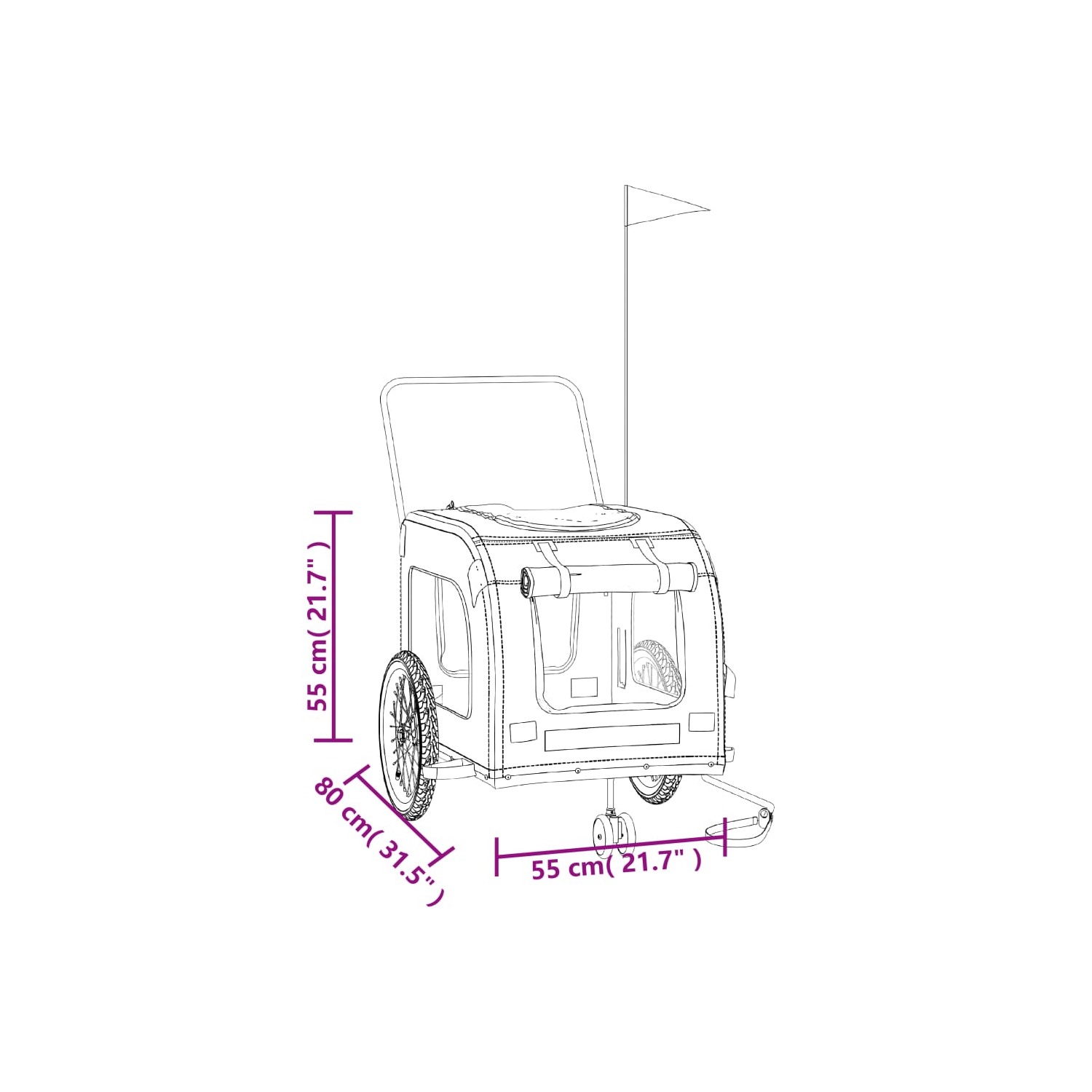 Remorque de vélo pour animaux de compagnie en tissu et fer rouge et gris Oxford