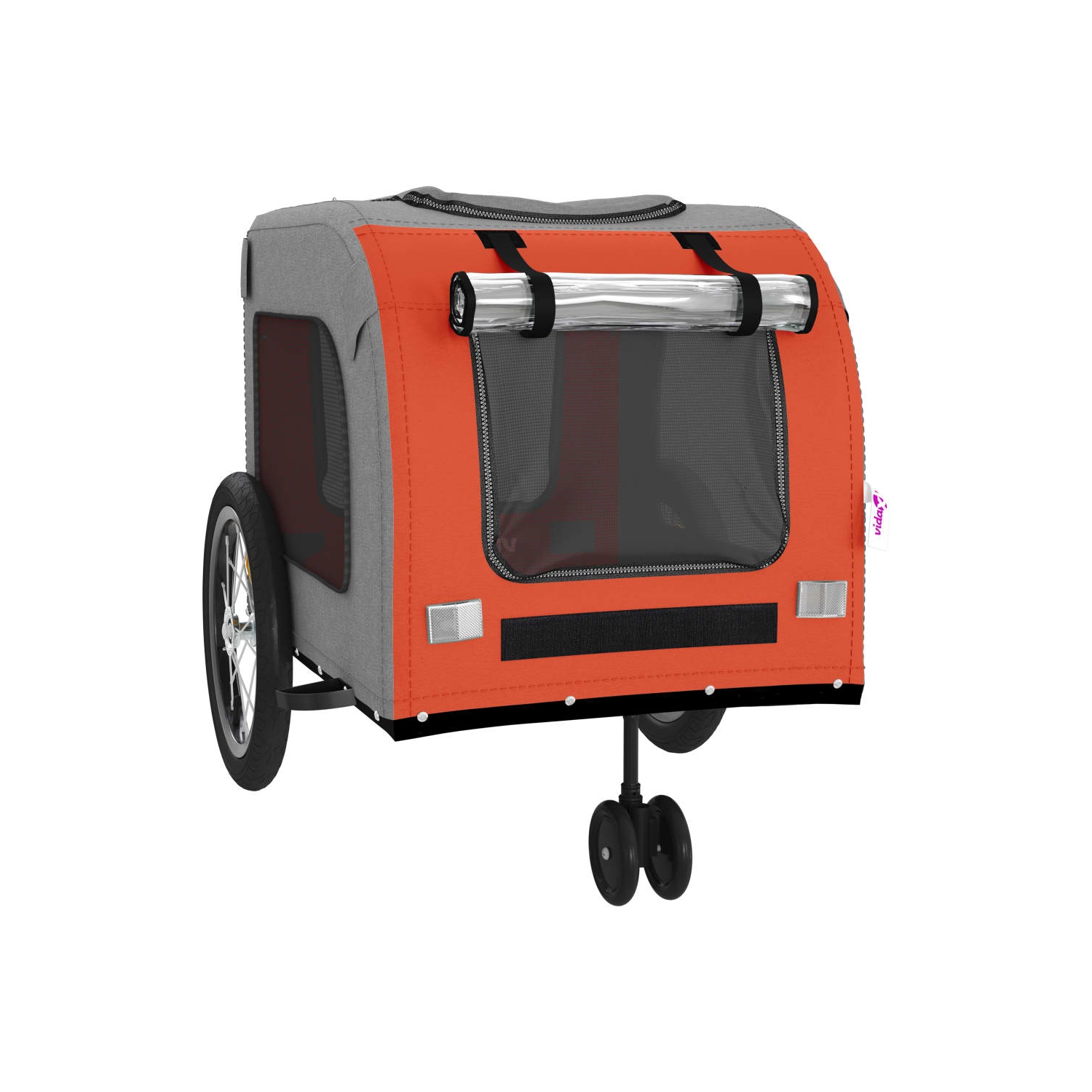 Remorque de vélo pour animal de compagnie en tissu et fer rouge et gris Oxford