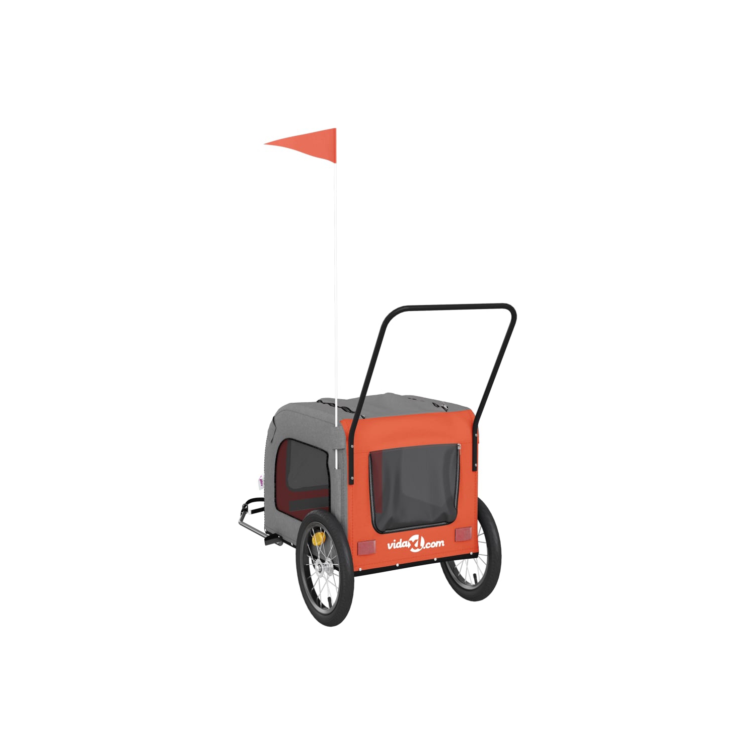 Remorque de vélo pour animal de compagnie en tissu et fer rouge et gris Oxford