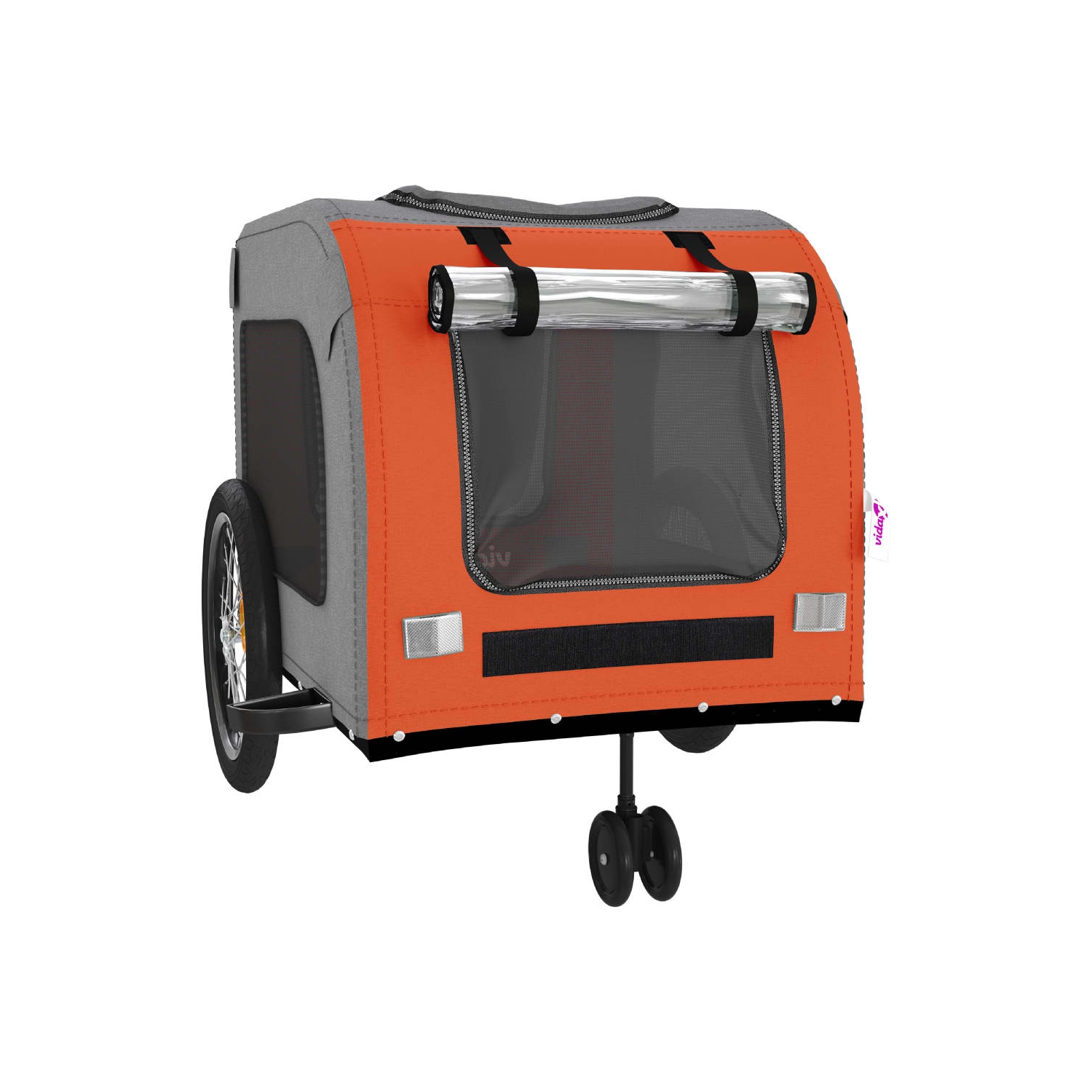 Remorque de vélo pour animal de compagnie en tissu et fer rouge et gris Oxford