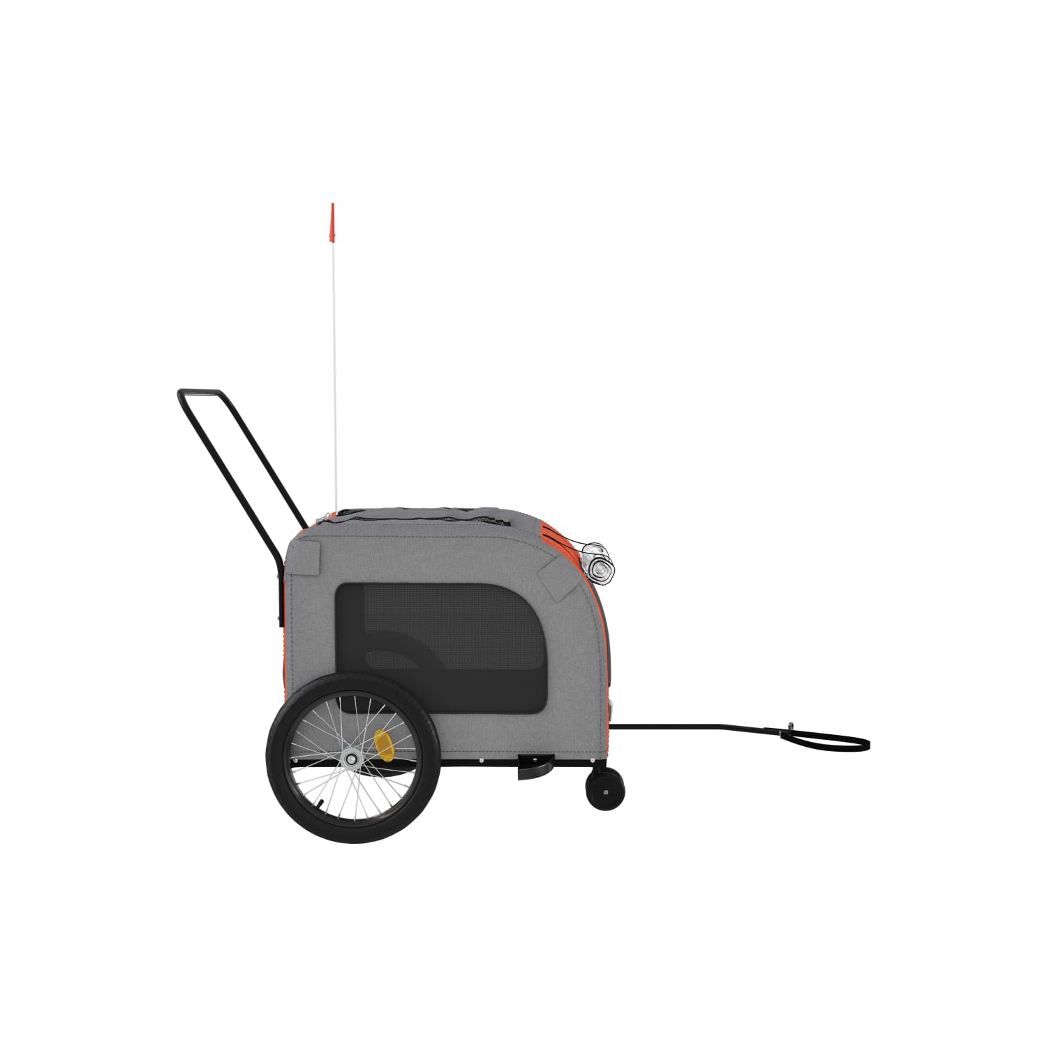 Remorque de vélo pour animal de compagnie en tissu et fer rouge et gris Oxford