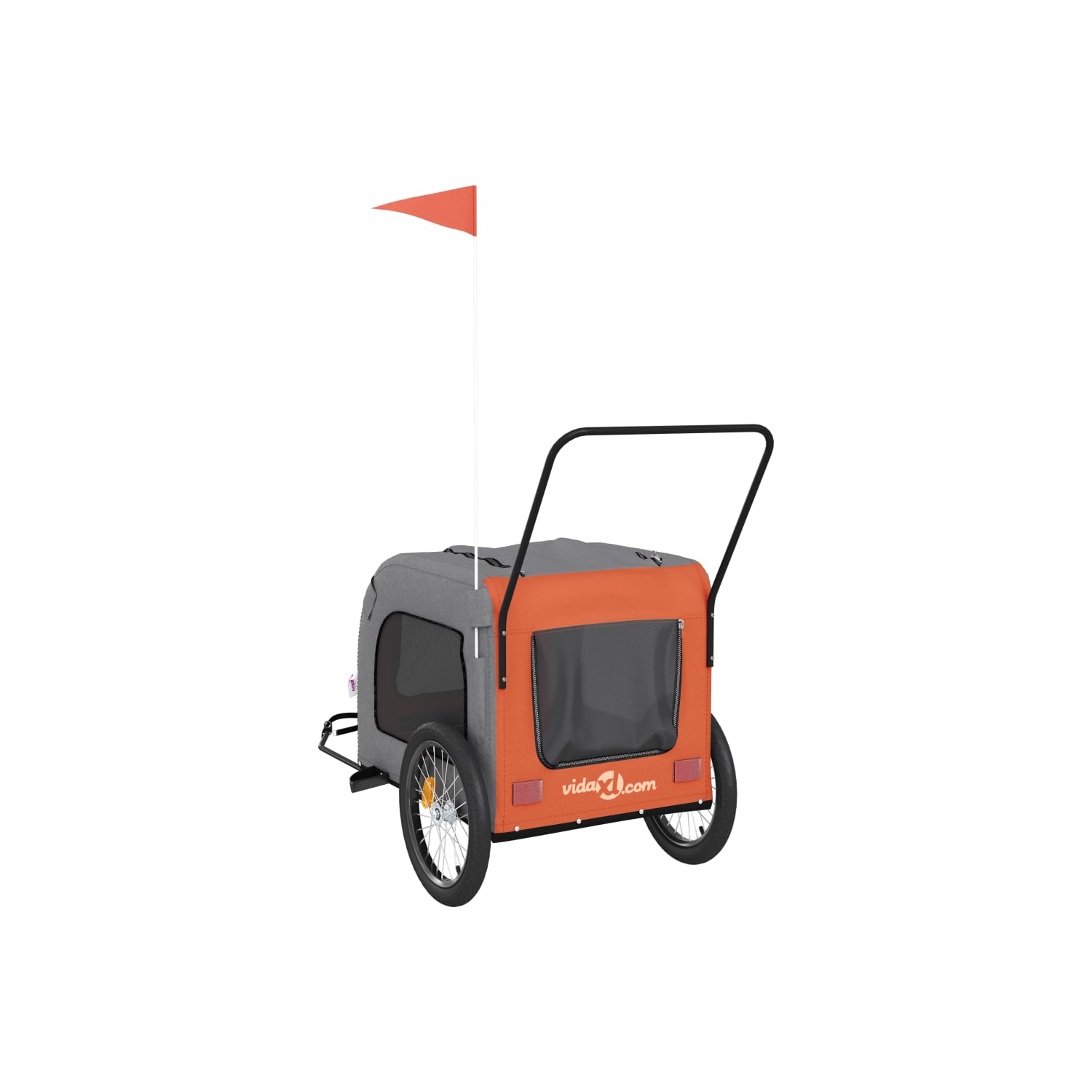 Remorque de vélo pour animal de compagnie en tissu et fer rouge et gris Oxford