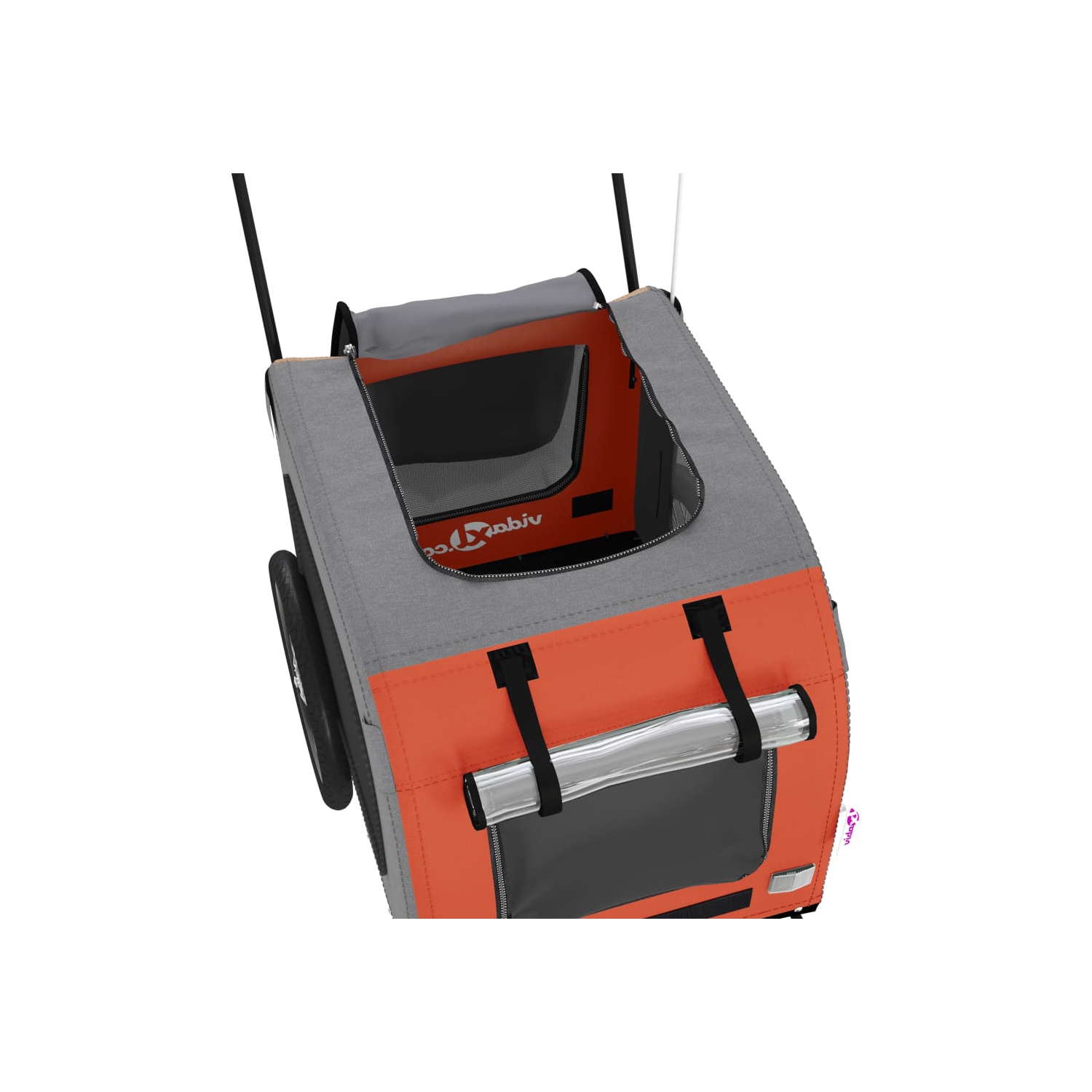 Remorque de vélo pour animal de compagnie en tissu et fer rouge et gris Oxford