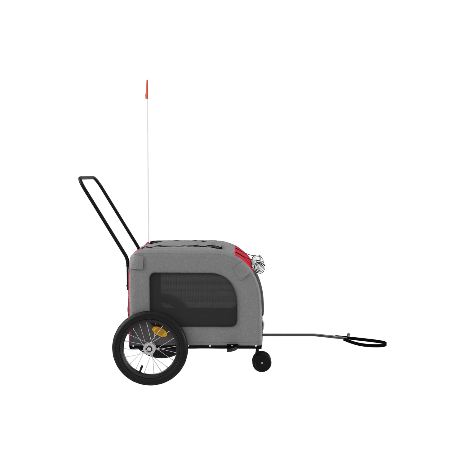 Remorque de vélo pour animaux de compagnie en tissu et fer rouge et gris Oxford