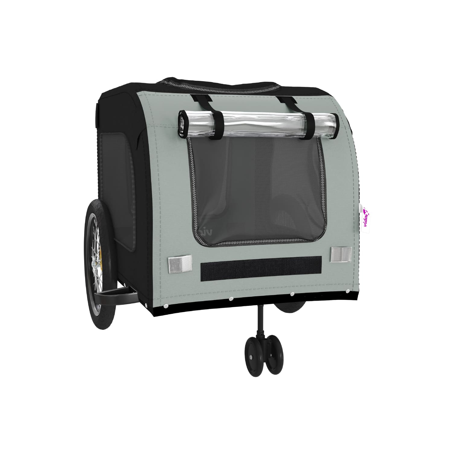 Remorque de vélo pour animal de compagnie en tissu et fer noir et gris Oxford