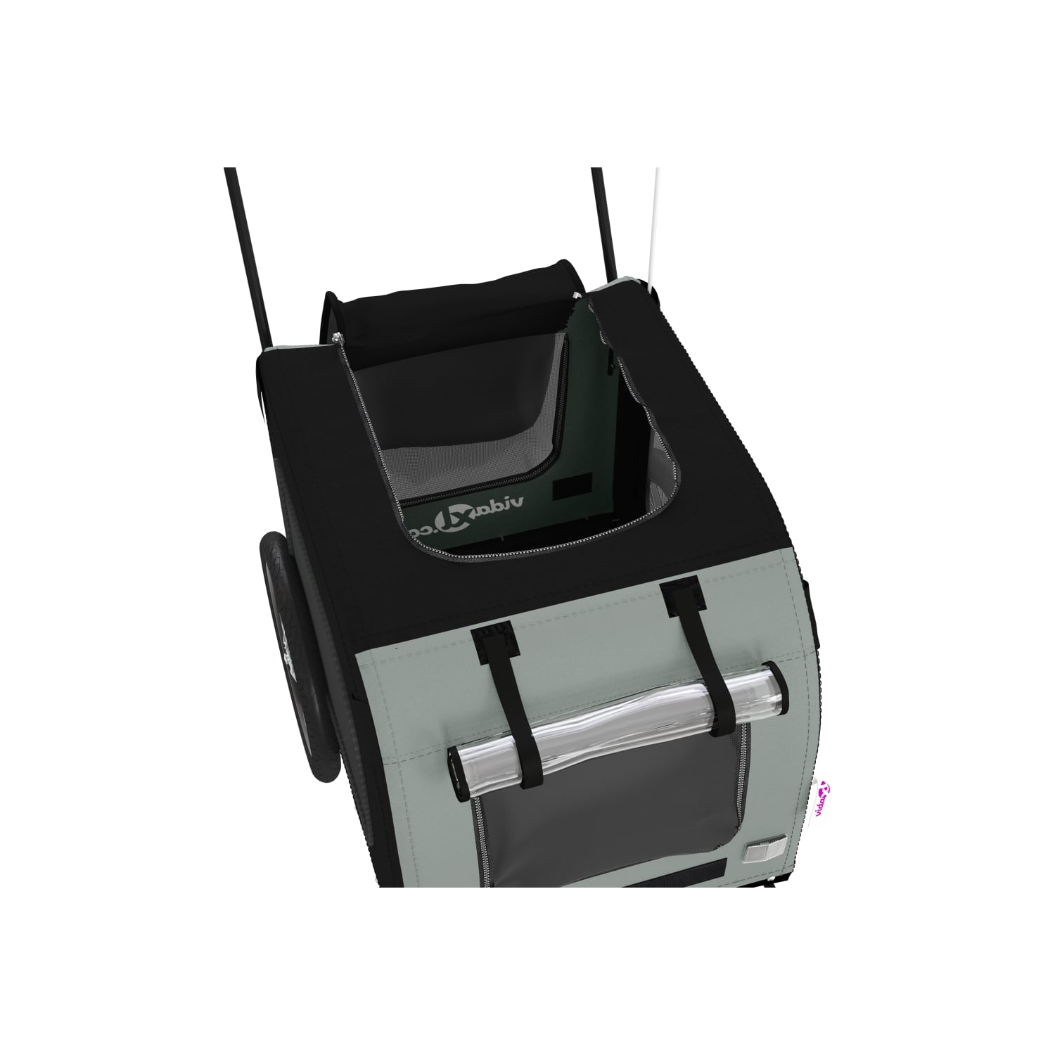 Remorque de vélo pour animal de compagnie en tissu et fer noir et gris Oxford