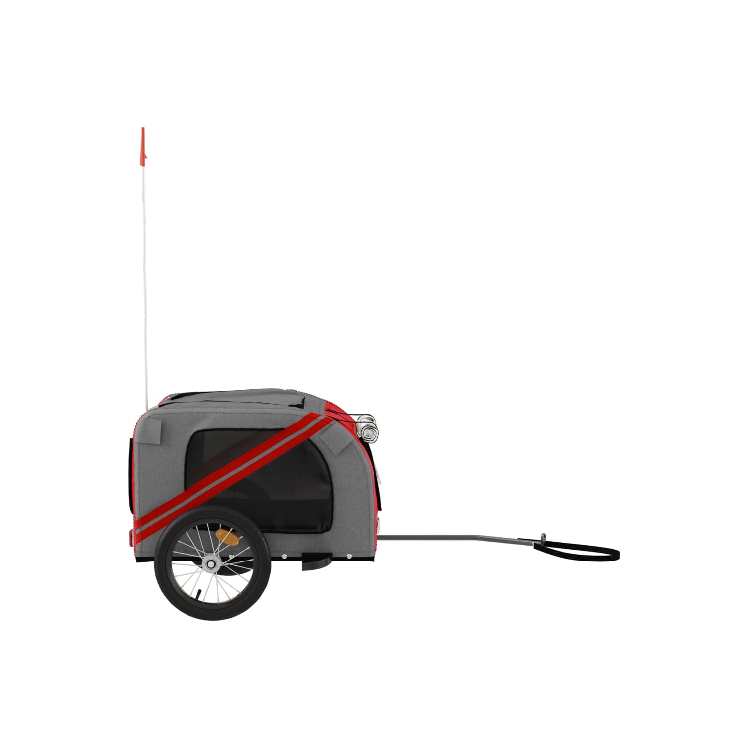 Remorque de vélo pour animaux de compagnie en tissu et fer rouge et gris Oxford