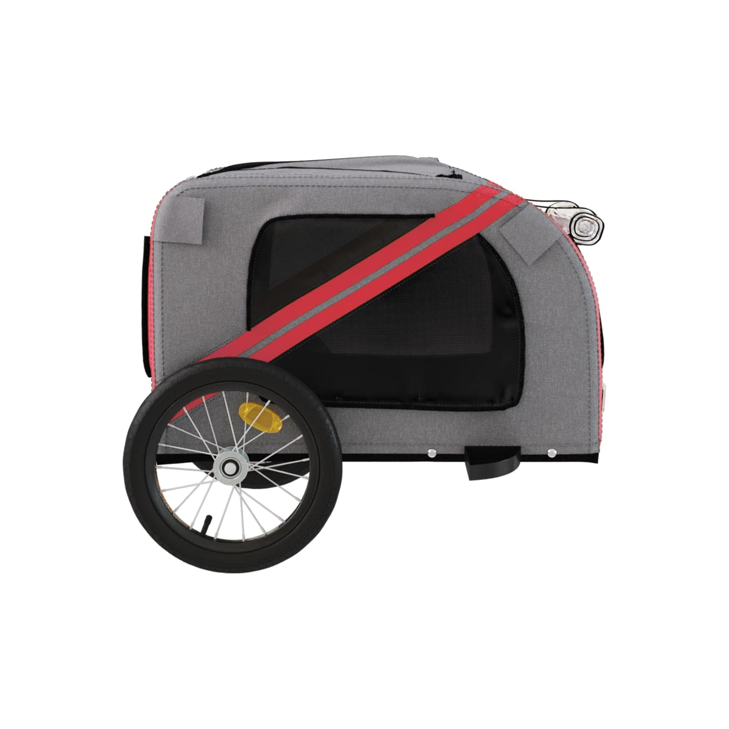 Remorque de vélo pour animaux de compagnie en tissu et fer rouge et gris Oxford